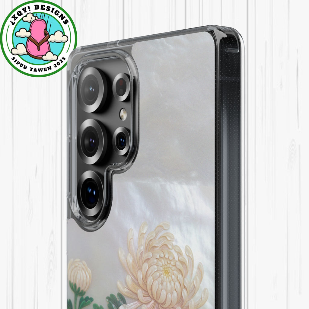 Mother of pearl inlay Phone Case Nacre art panel Chinese mother of pearl flowers Chrysanthemum wall art design elegant luxury  gift