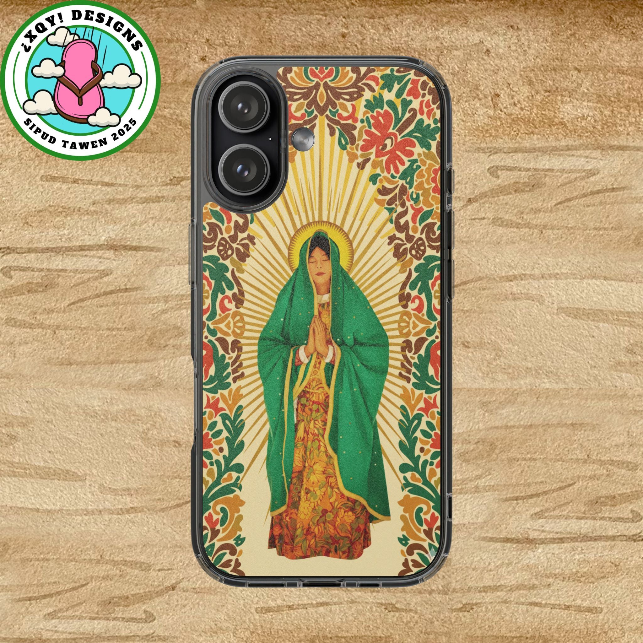 Virgin of Guadalupe Phone Case — Cut-Paper Style Religious Christian iPhone Samsung Pixel