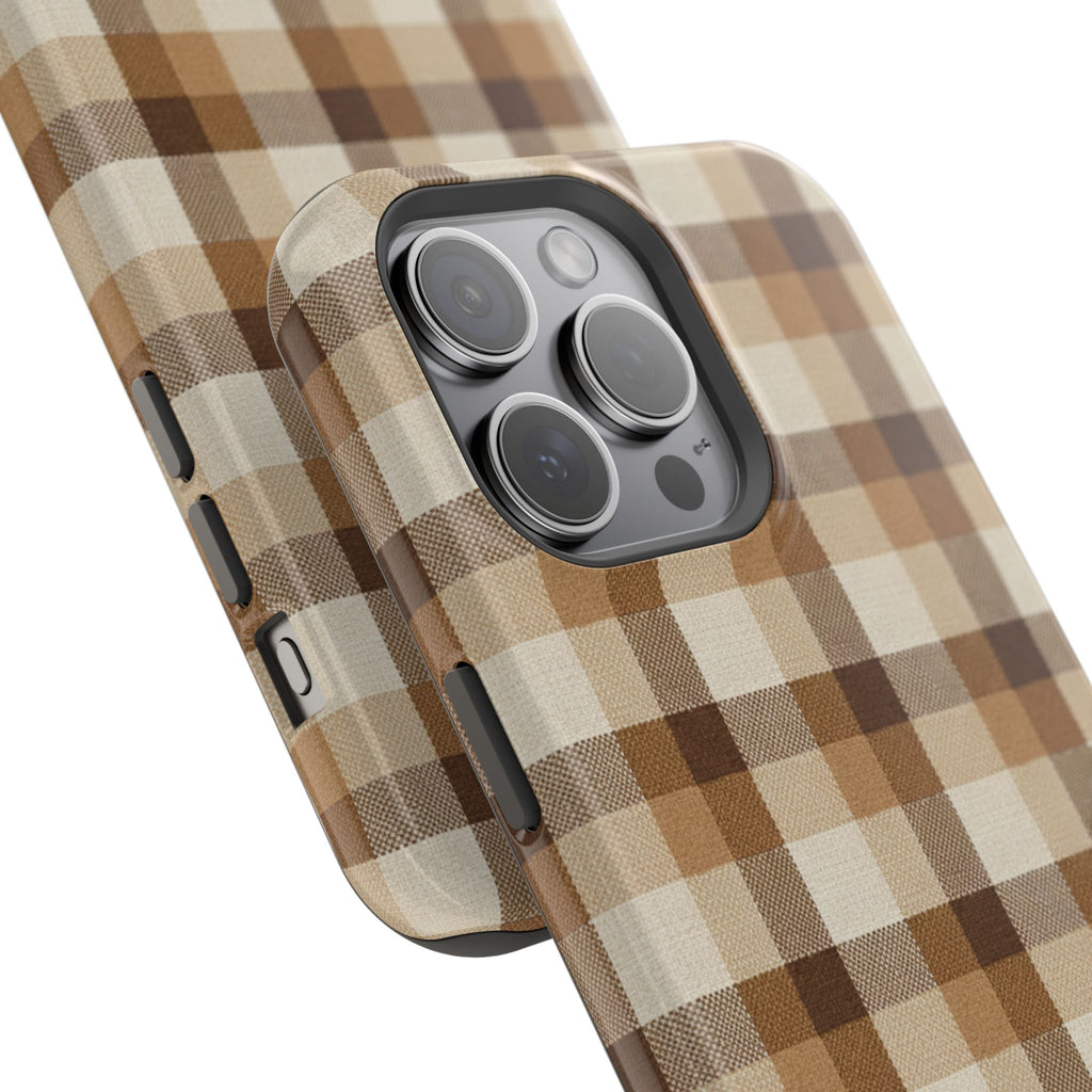 Brown Plaid Pattern Impact-Resistant Case | Checkered Phone Case