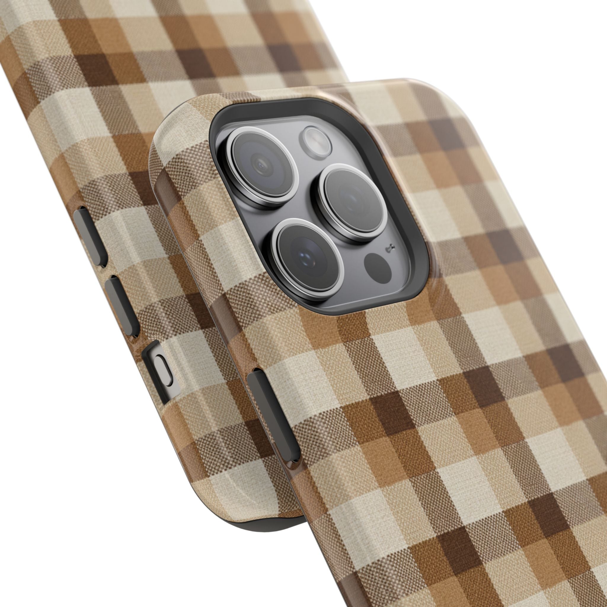 Brown Plaid Pattern Impact-Resistant Case | Checkered Phone Case