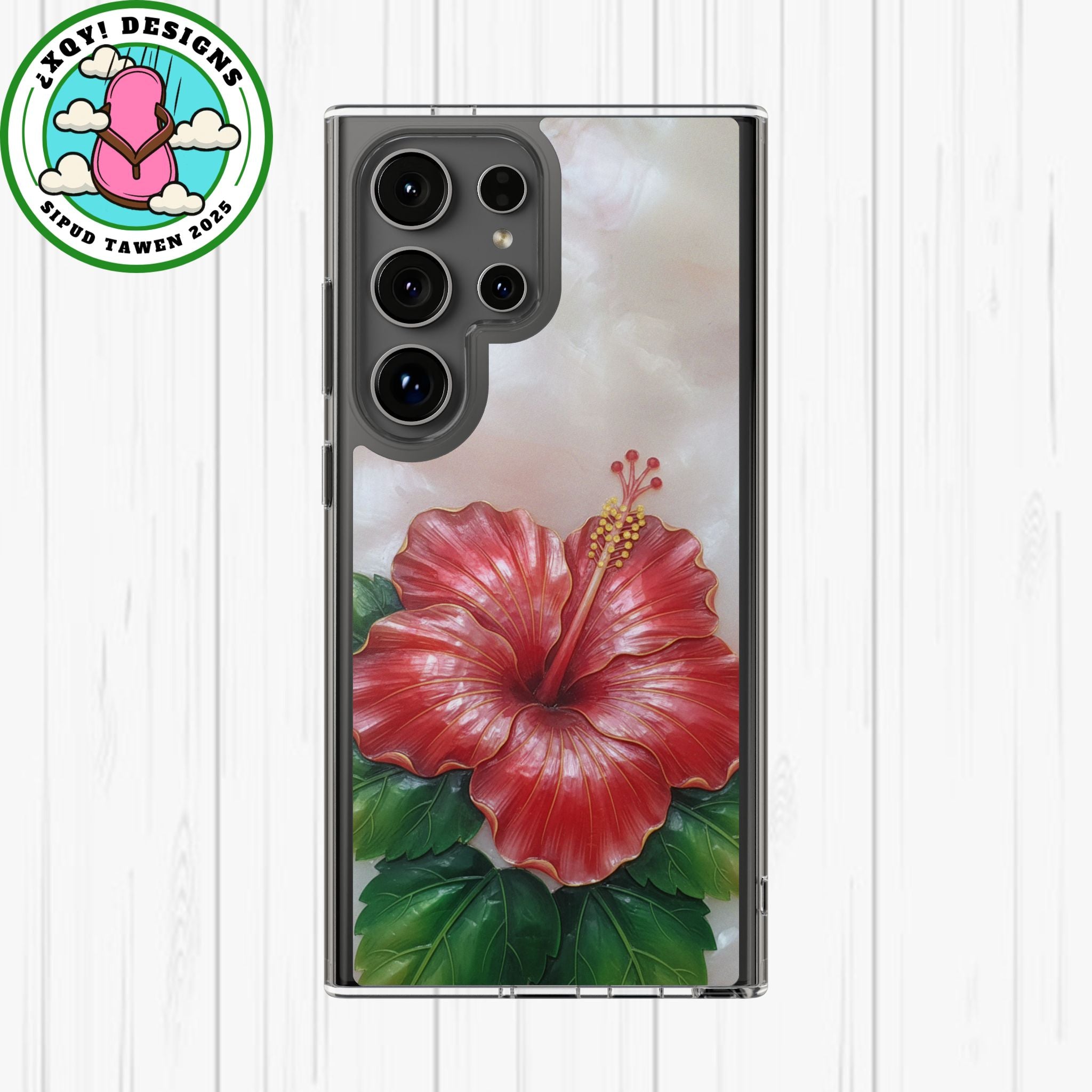 Unique Red flower art Phone Case Floral relief carving Red hibiscus sculpture Decorative tropical flower decor vibrant artistic