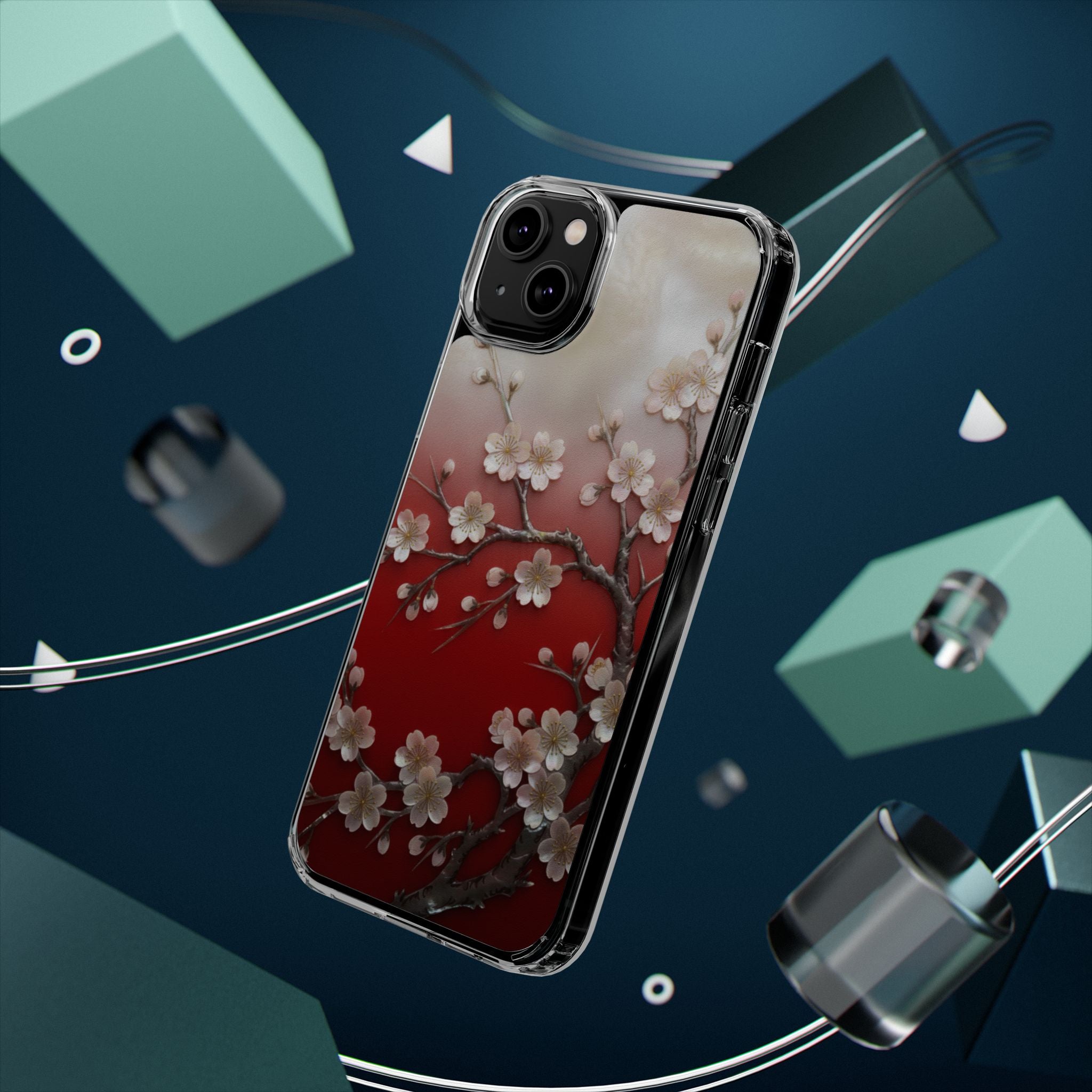 Mother of Pearl Floral Phone Case Elegant Sakura Design Asian Inspired Shell Inlay Artwork Japanese Blossom Decor Mobile Cover