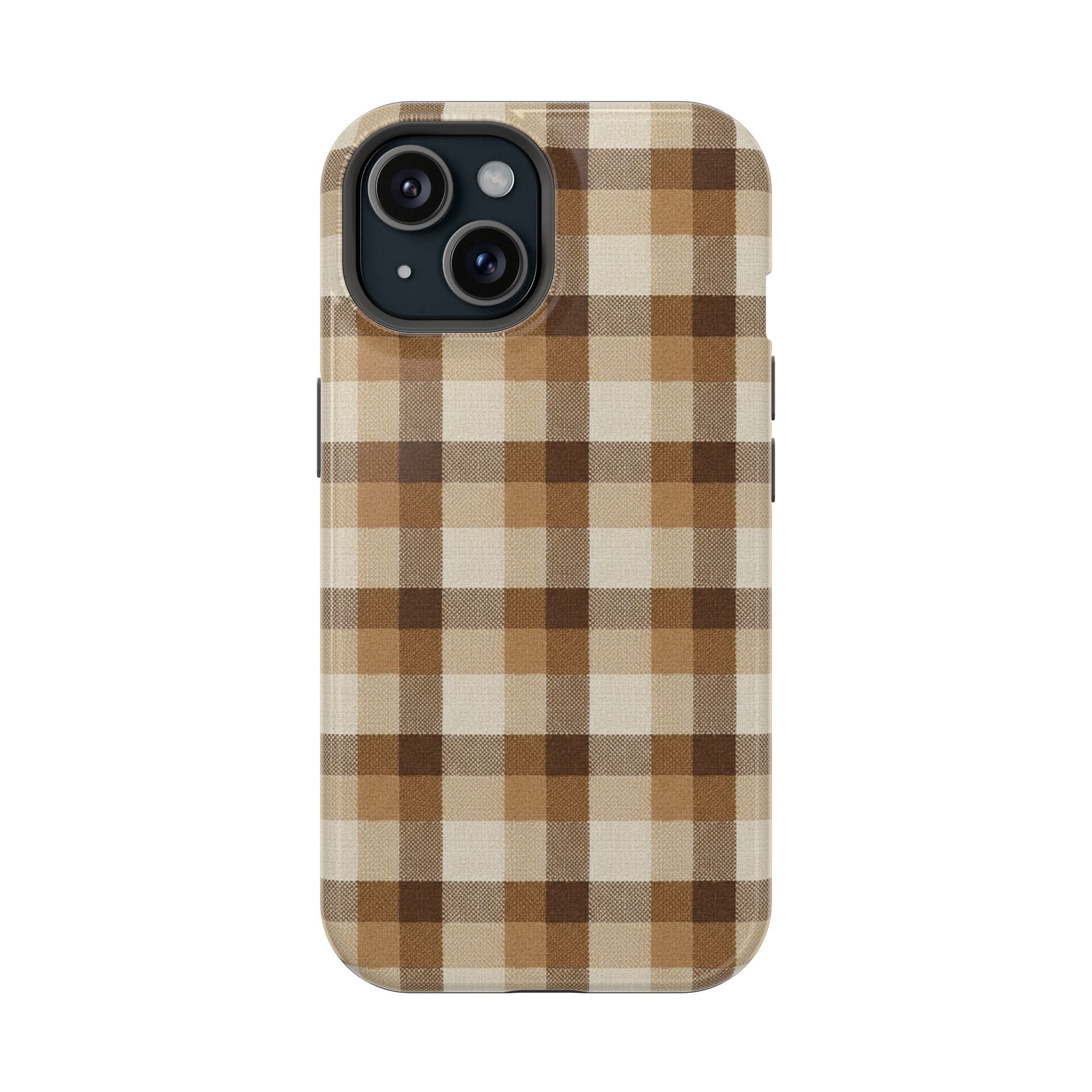Brown Plaid Pattern Impact-Resistant Case | Checkered Phone Case
