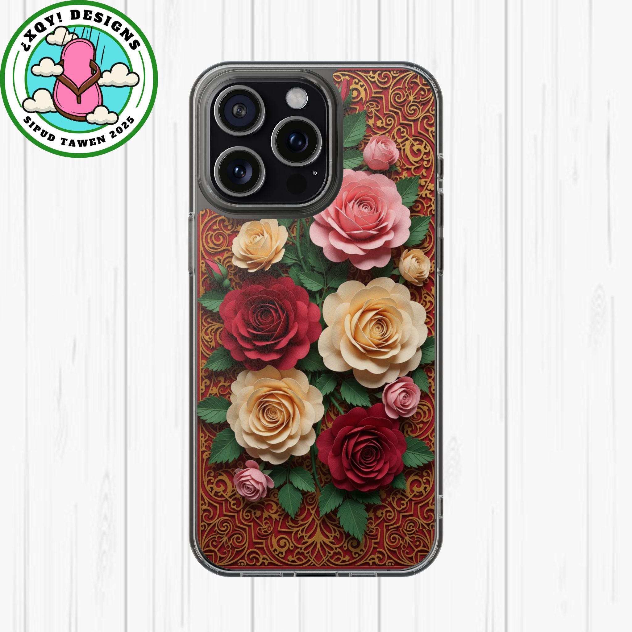 Cut-Paper Rose Bouquet Phone Case