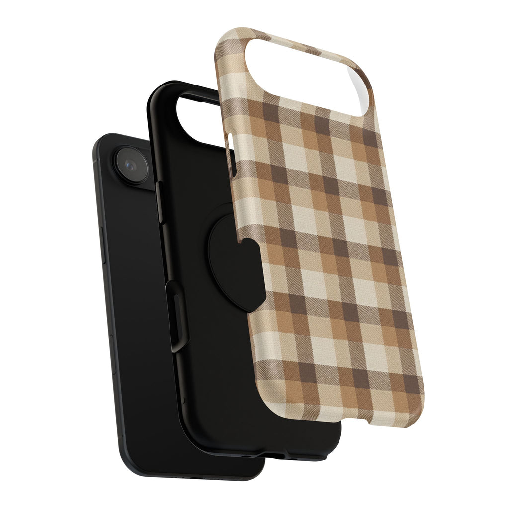 Brown Plaid Pattern Impact-Resistant Case | Checkered Phone Case