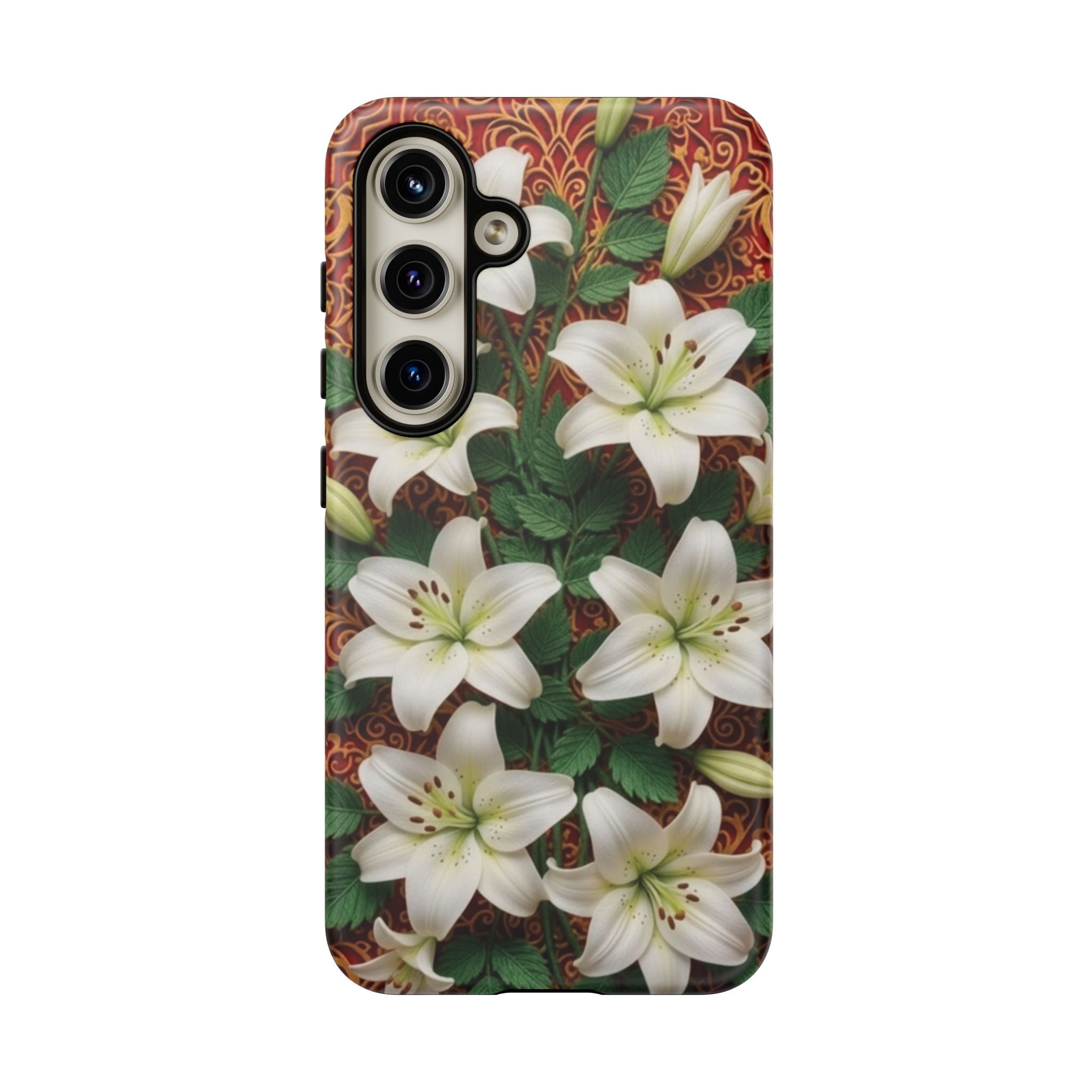 Luxury Lily Phone Case Elegant Floral Ornate Botanical Style Pristine White Bloom Motif Unique Accessory for iPhone Samsung Pixel Devices