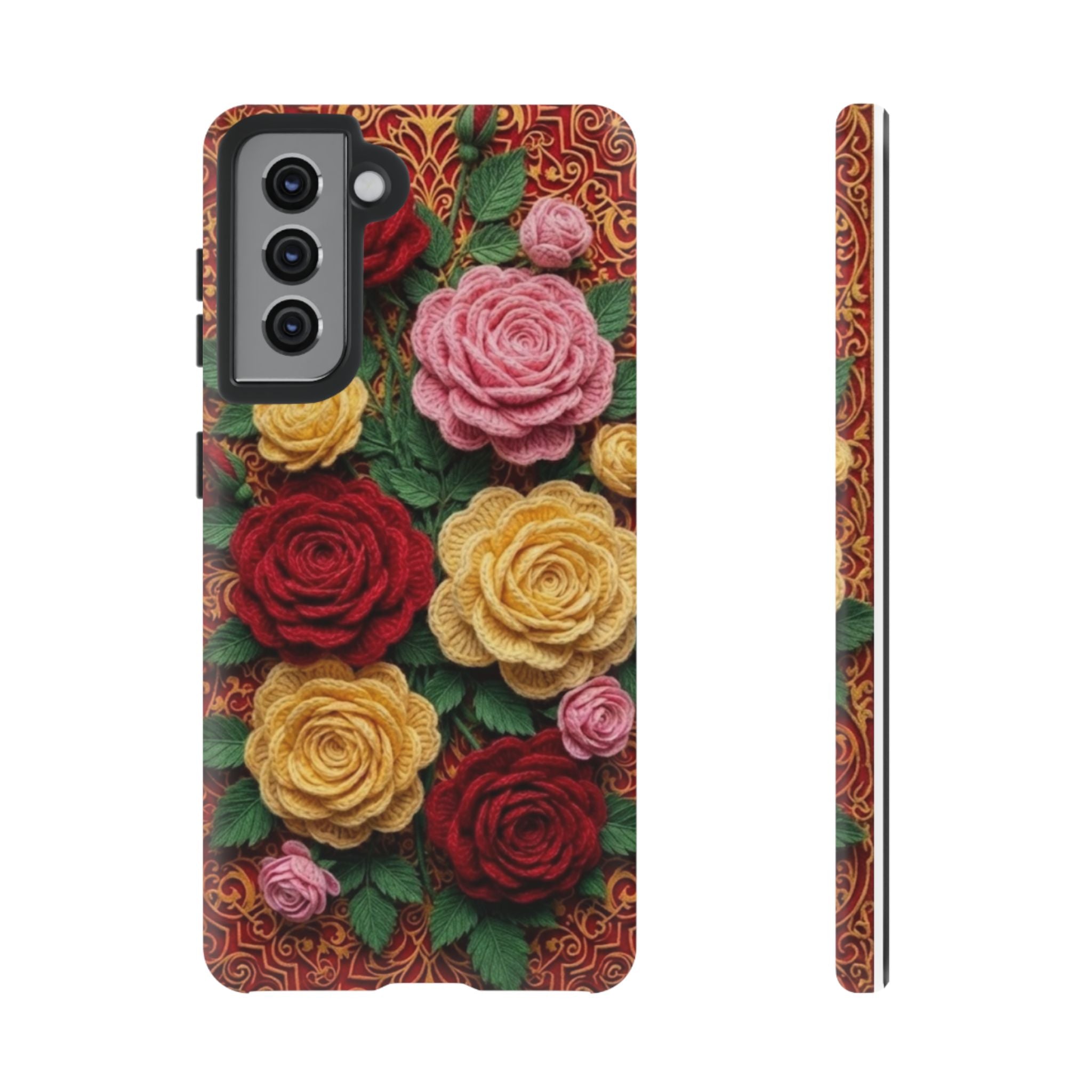 Yarn Vintage Rose Floral Phone Case Elegant Damask Pattern Smartphone Cover for Samsung Galaxy iOS Google Pixel