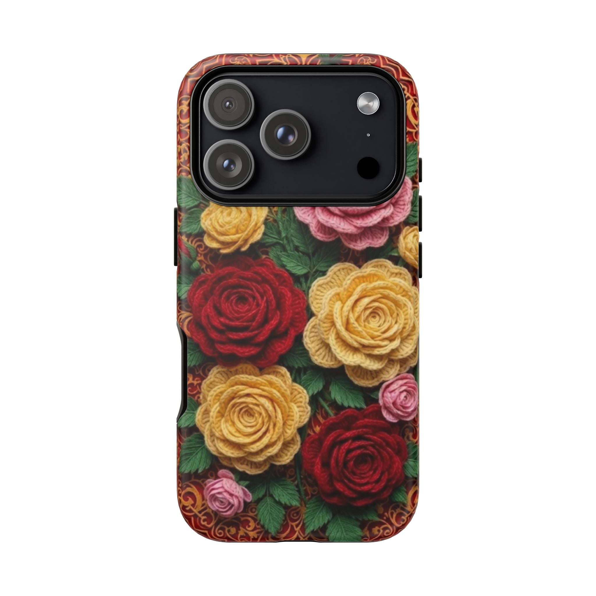 Yarn Vintage Rose Floral Phone Case Elegant Damask Pattern Smartphone Cover for Samsung Galaxy iOS Google Pixel