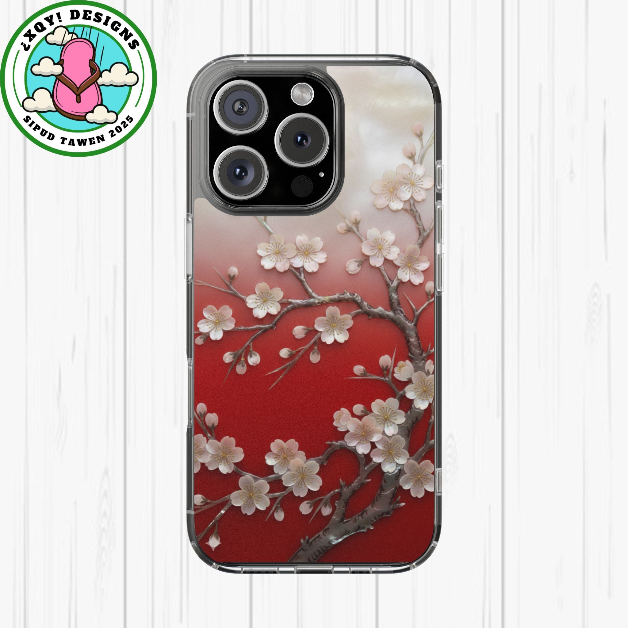 Mother of Pearl Floral Phone Case Elegant Sakura Design Asian Inspired Shell Inlay Artwork Japanese Blossom Decor Mobile Cover