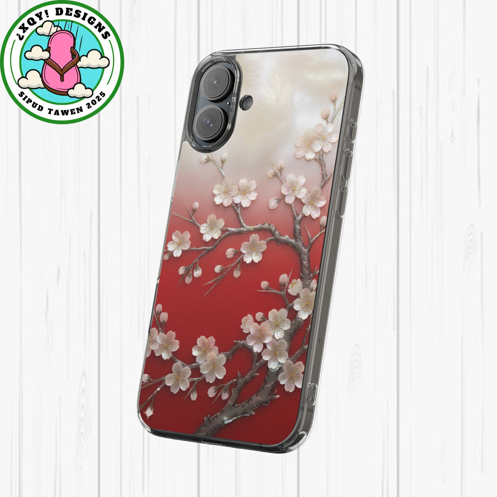 Mother of Pearl Floral Phone Case Elegant Sakura Design Asian Inspired Shell Inlay Artwork Japanese Blossom Decor Mobile Cover