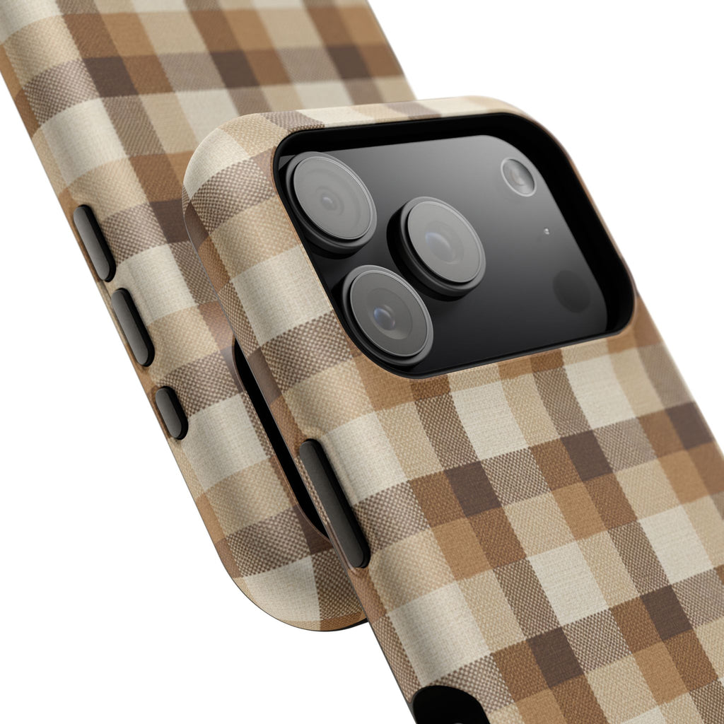Brown Plaid Pattern Impact-Resistant Case | Checkered Phone Case