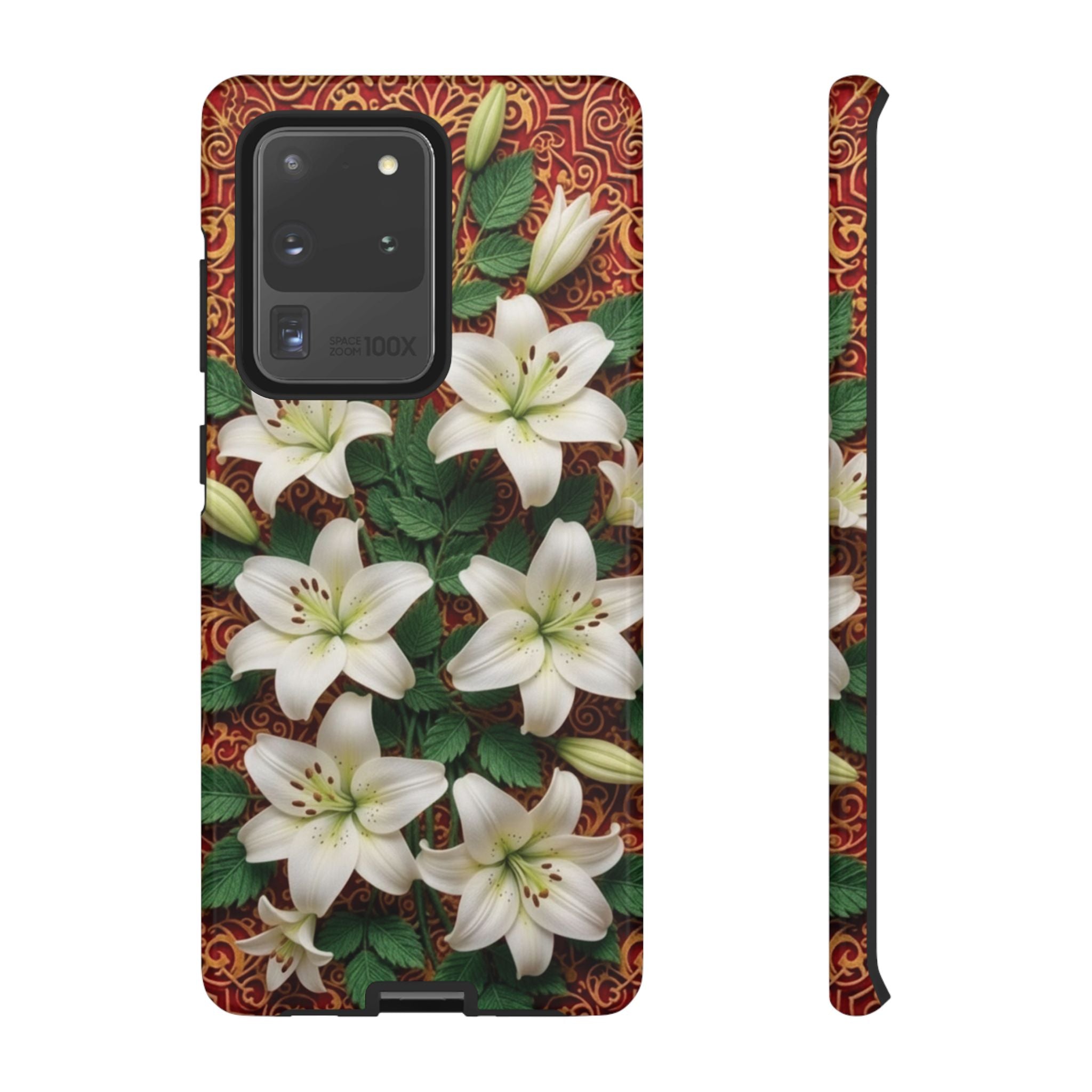 Luxury Lily Phone Case Elegant Floral Ornate Botanical Style Pristine White Bloom Motif Unique Accessory for iPhone Samsung Pixel Devices