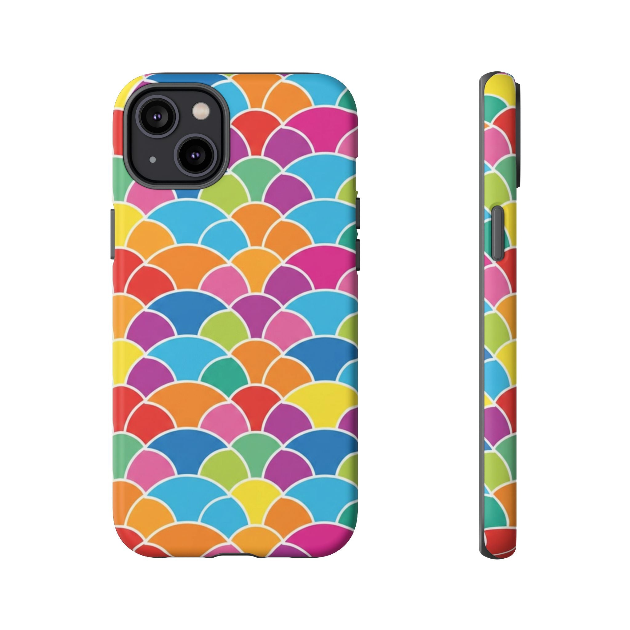Colorful Scallop Pattern Phone Case Vibrant Protective Mermaid Scales Cover Eye-Catching Abstract Design for Samsung iPhone Pixel Models