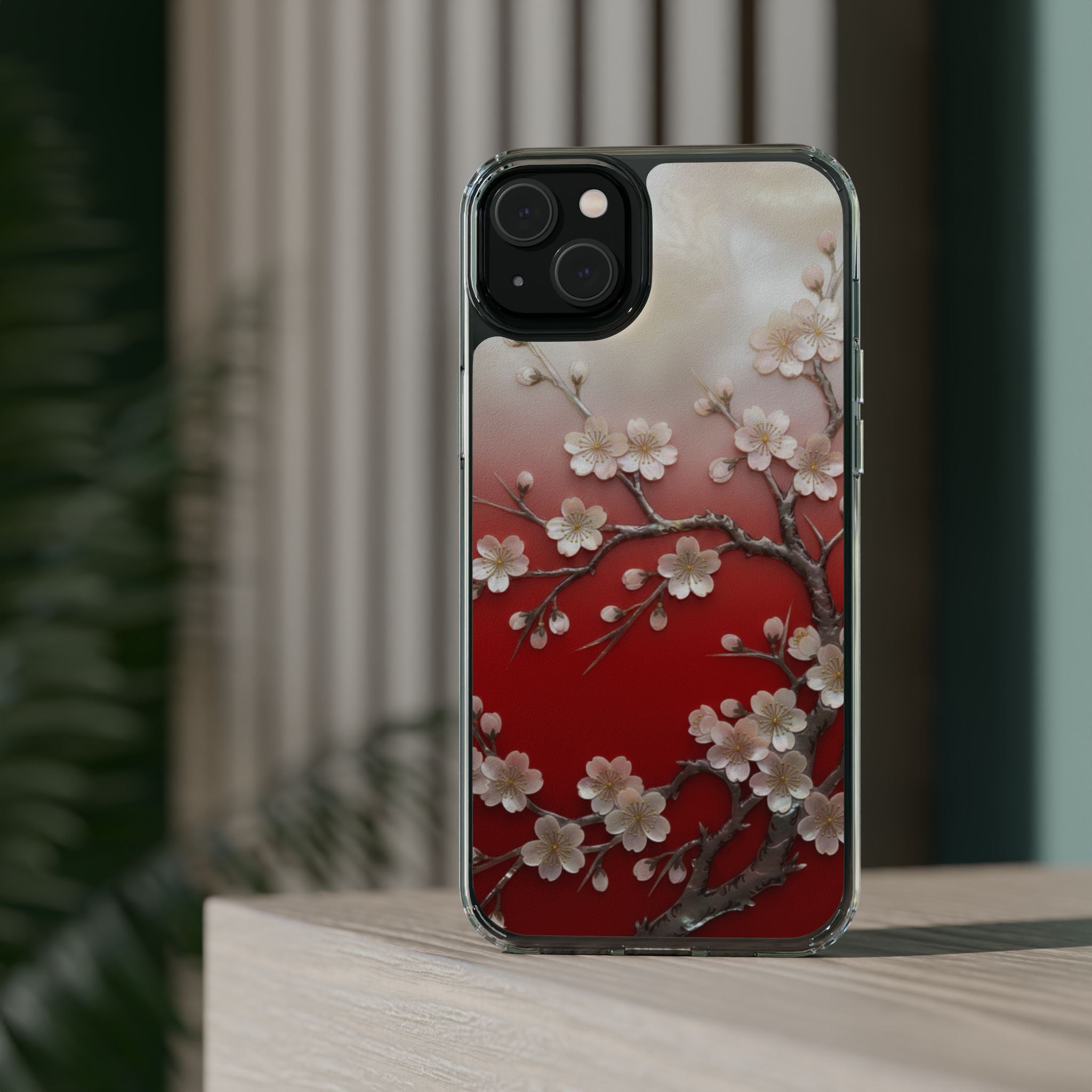 Mother of Pearl Floral Phone Case Elegant Sakura Design Asian Inspired Shell Inlay Artwork Japanese Blossom Decor Mobile Cover