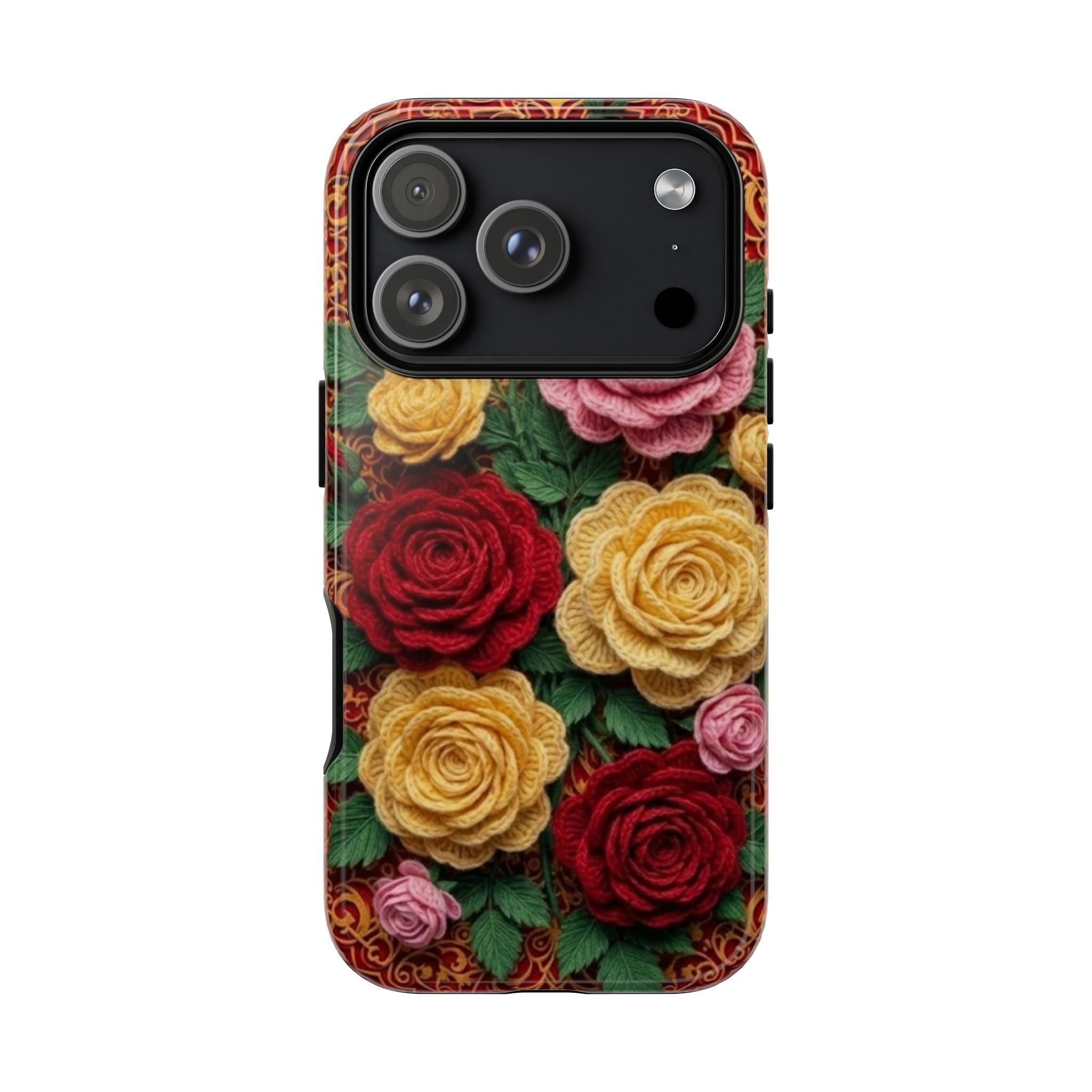 Yarn Vintage Rose Floral Phone Case Elegant Damask Pattern Smartphone Cover for Samsung Galaxy iOS Google Pixel