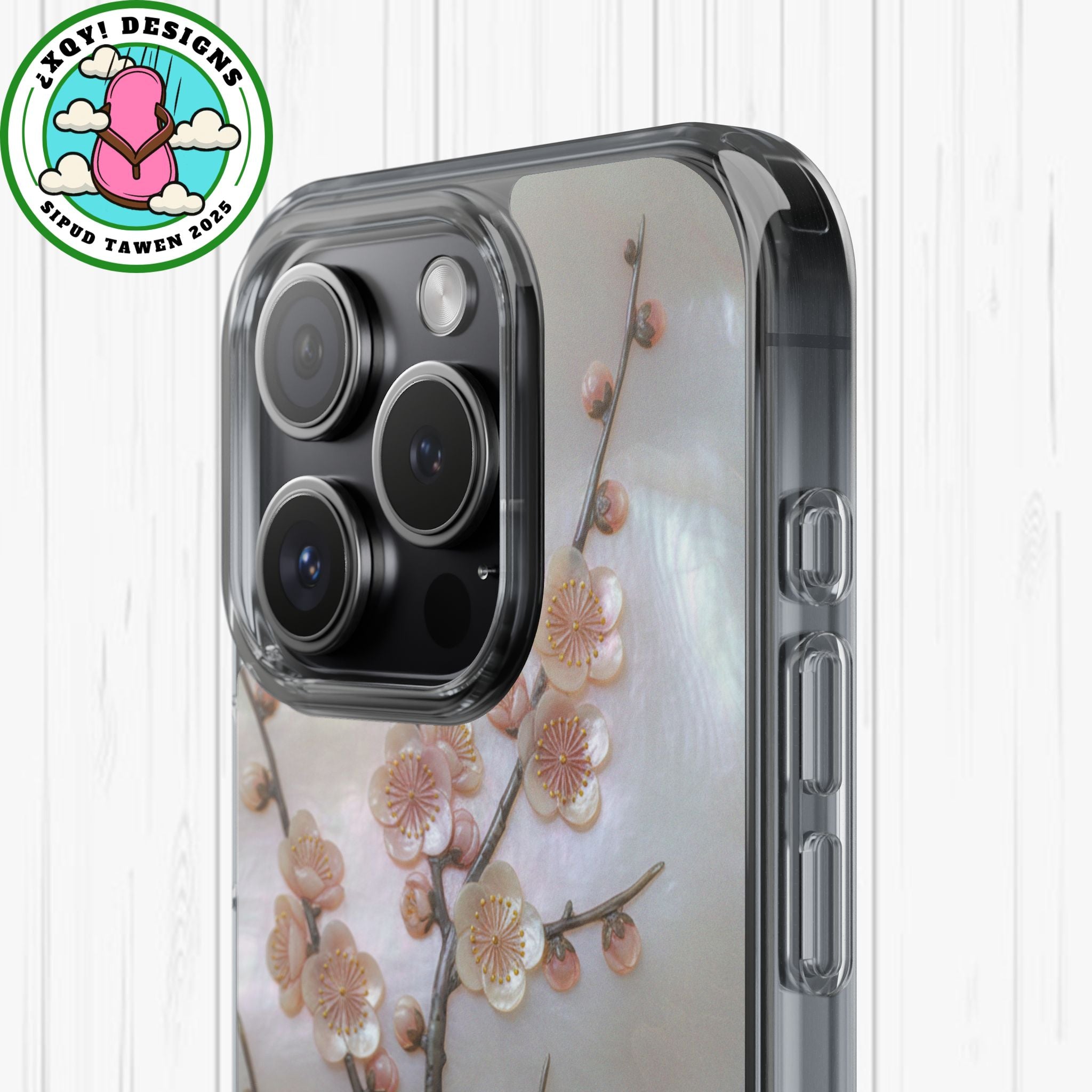 Mother of Pearl Plum Blossom Art Phone Case Nacre Flower Wall Decor Design Iridescent Shell Art Inlay Shimmering Spring Panel Floral Cover