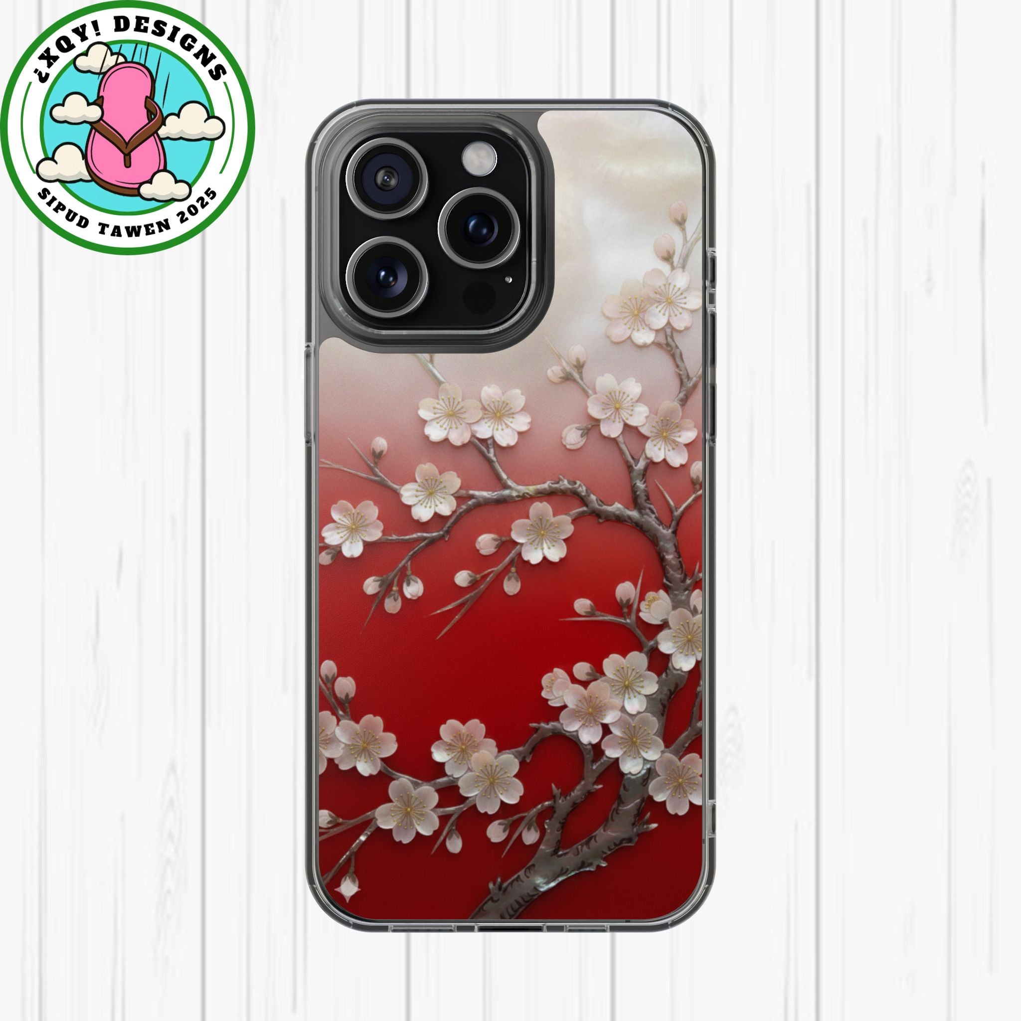 Mother of Pearl Floral Phone Case Elegant Sakura Design Asian Inspired Shell Inlay Artwork Japanese Blossom Decor Mobile Cover