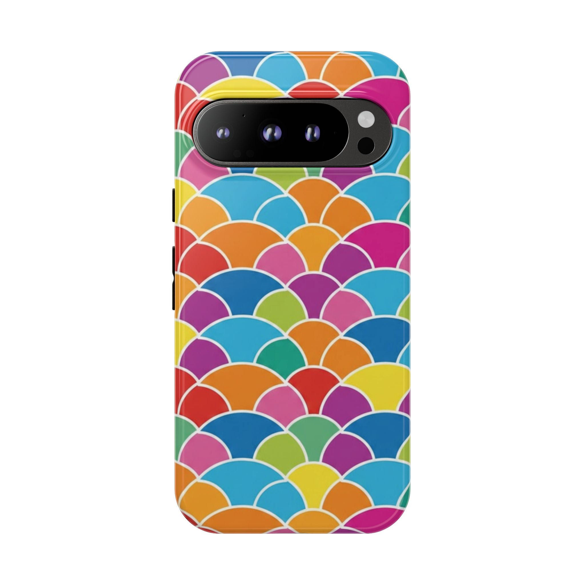 Colorful Scallop Pattern Phone Case Vibrant Protective Mermaid Scales Cover Eye-Catching Abstract Design for Samsung iPhone Pixel Models