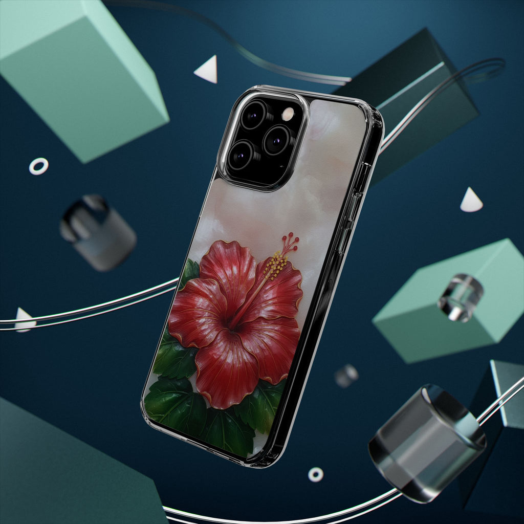 Unique Red flower art Phone Case Floral relief carving Red hibiscus sculpture Decorative tropical flower decor vibrant artistic
