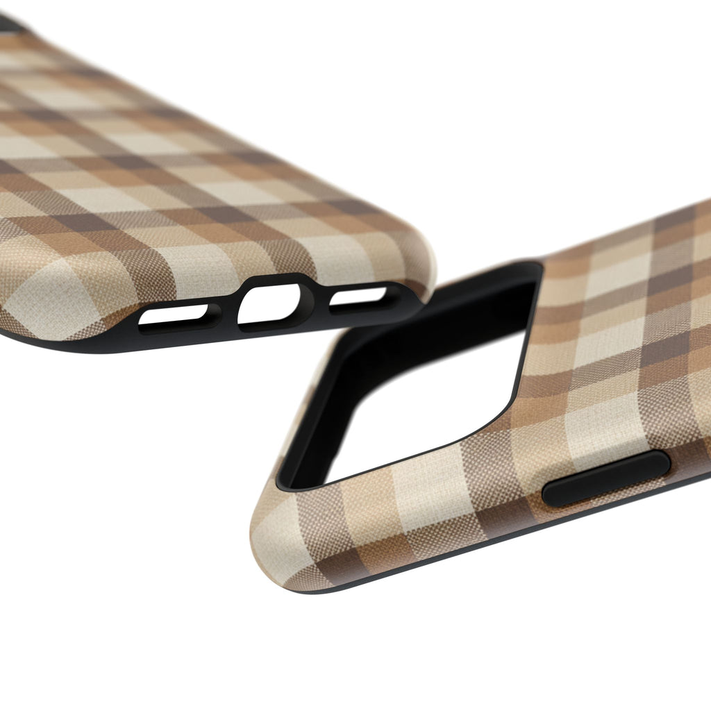 Brown Plaid Pattern Impact-Resistant Case | Checkered Phone Case