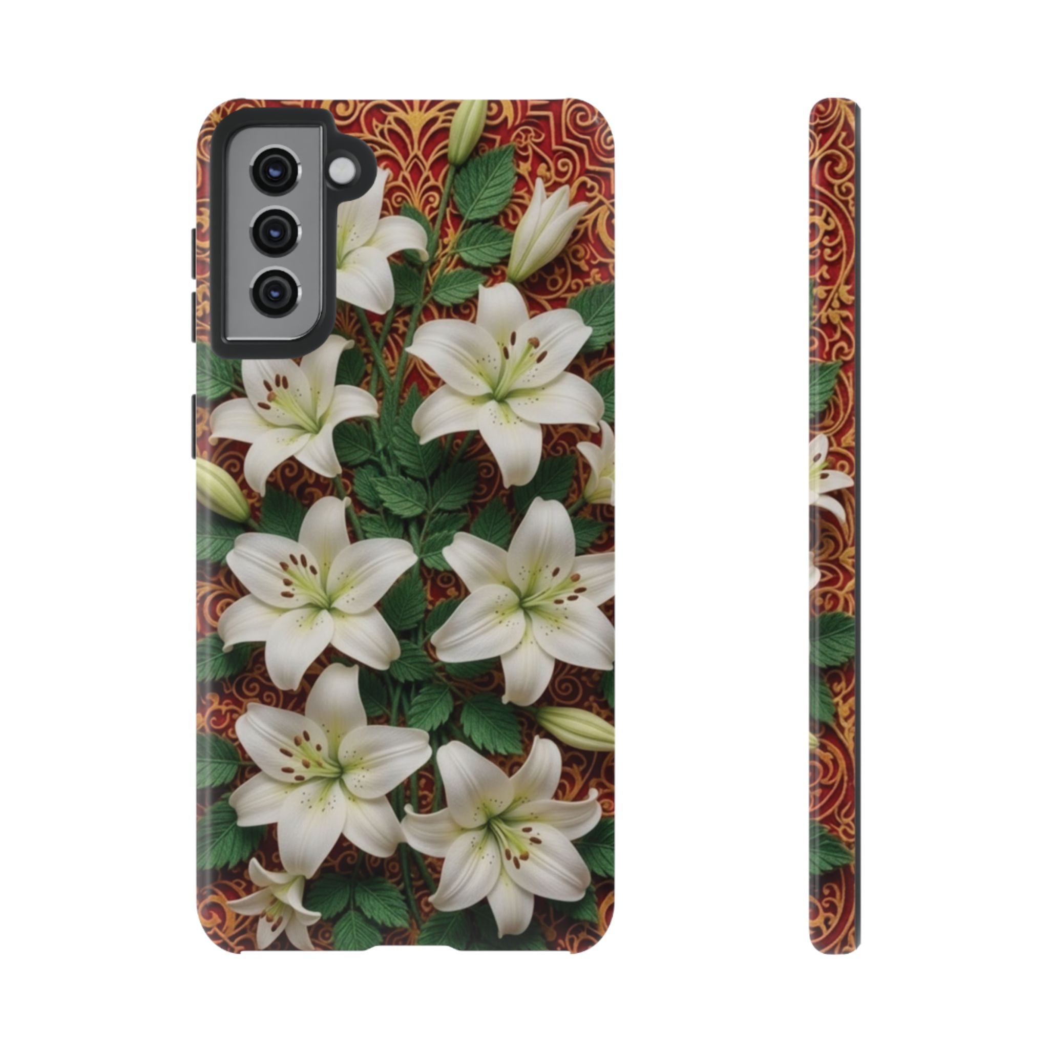 Luxury Lily Phone Case Elegant Floral Ornate Botanical Style Pristine White Bloom Motif Unique Accessory for iPhone Samsung Pixel Devices