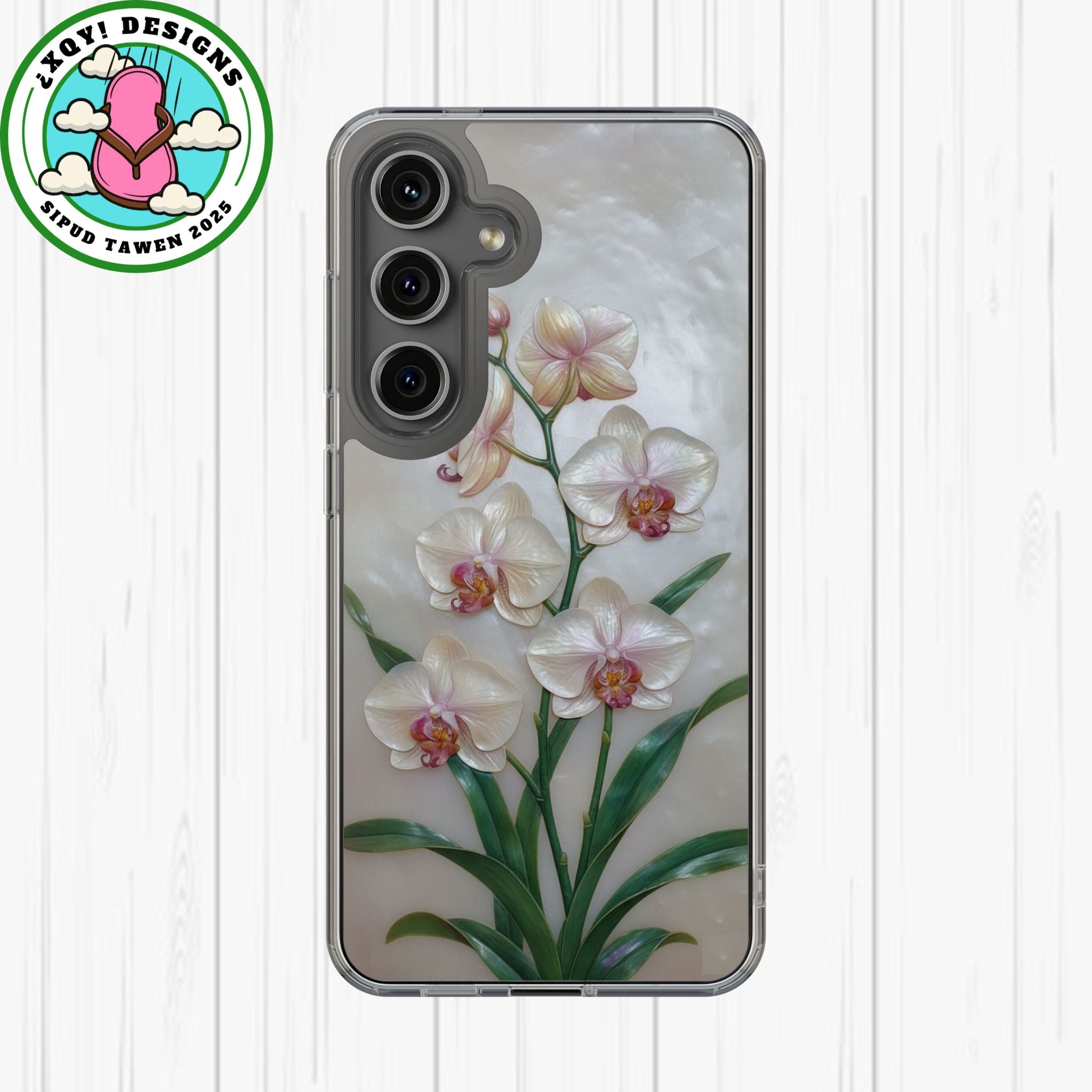 Orchid Wall Phone Case 3D Floral Wall Decor Pink Orchid Artwork White Orchid Design Textured Floral Cover Aesthetic Nature Gift