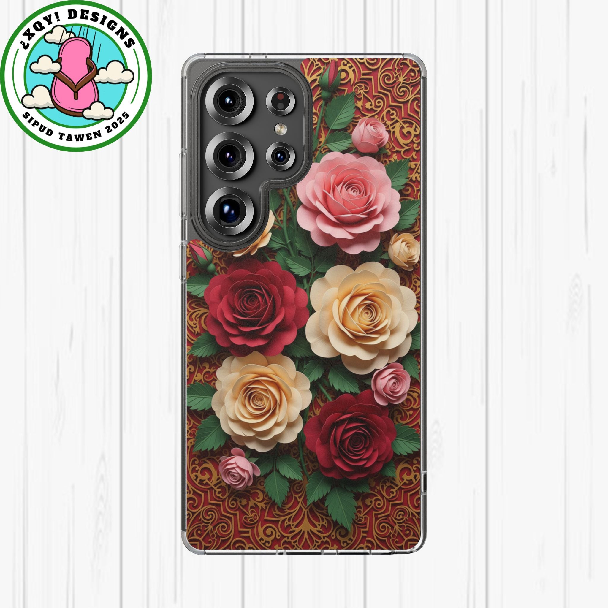 Cut-Paper Rose Bouquet Phone Case