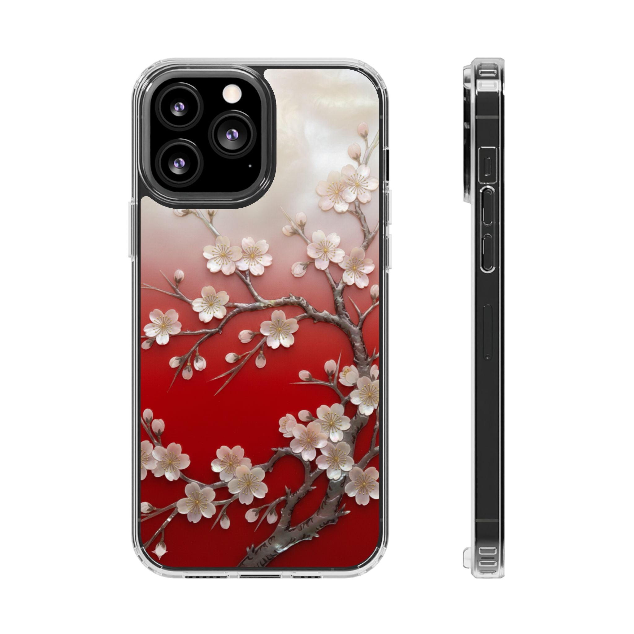 Mother of Pearl Floral Phone Case Elegant Sakura Design Asian Inspired Shell Inlay Artwork Japanese Blossom Decor Mobile Cover
