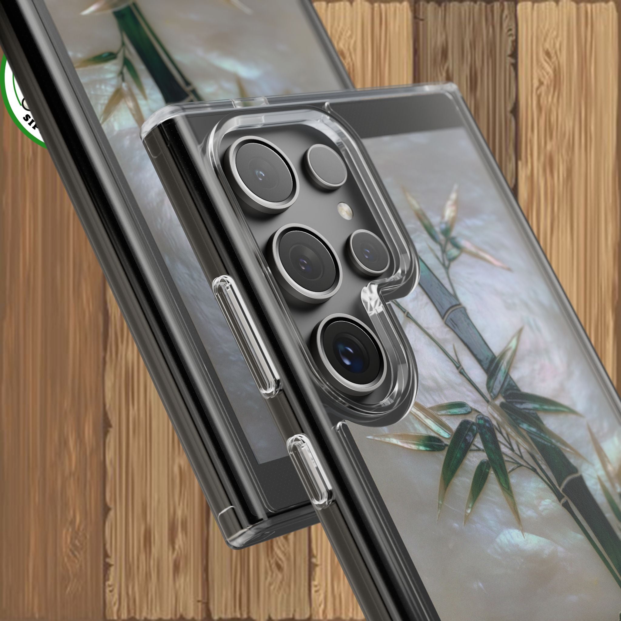 Phone Case, Mother of Pearl Bamboo Floral Design Impact-Resistant Cover, Protective Shell, Unique Gift, Accessories