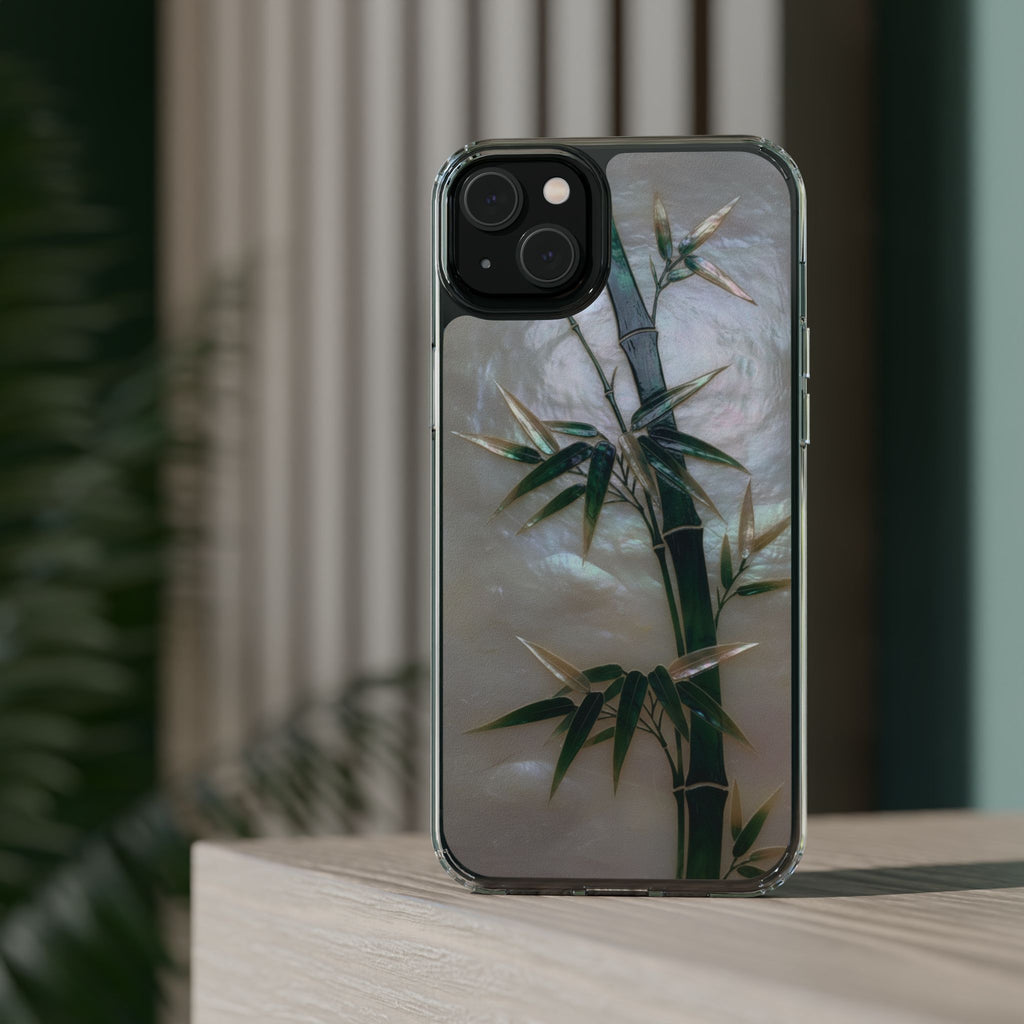 Phone Case, Mother of Pearl Bamboo Floral Design Impact-Resistant Cover, Protective Shell, Unique Gift, Accessories