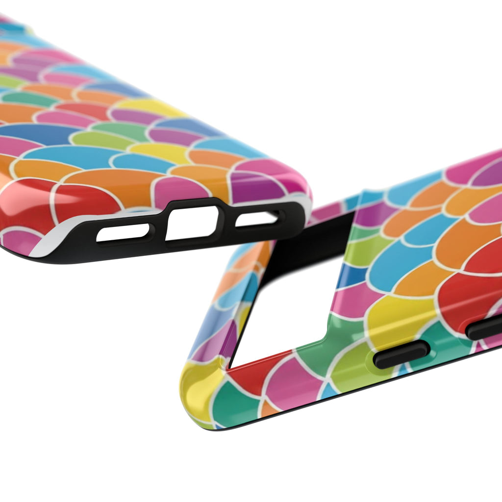 Colorful Scallop Pattern Phone Case Vibrant Protective Mermaid Scales Cover Eye-Catching Abstract Design for Samsung iPhone Pixel Models