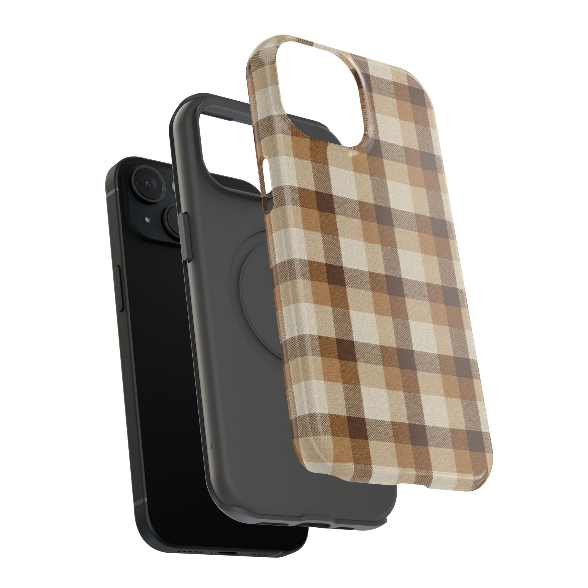 Brown Plaid Pattern Impact-Resistant Case | Checkered Phone Case