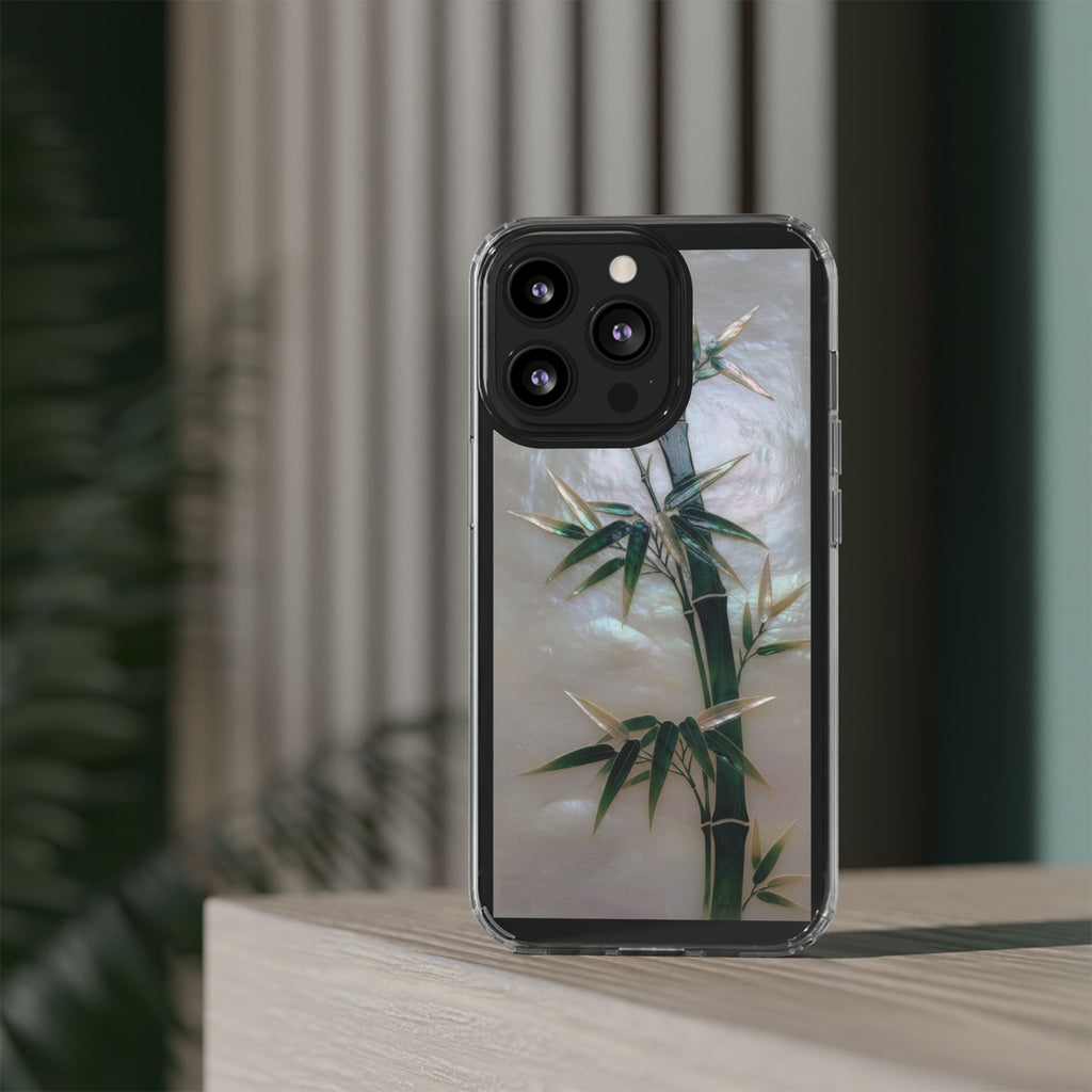 Phone Case, Mother of Pearl Bamboo Floral Design Impact-Resistant Cover, Protective Shell, Unique Gift, Accessories