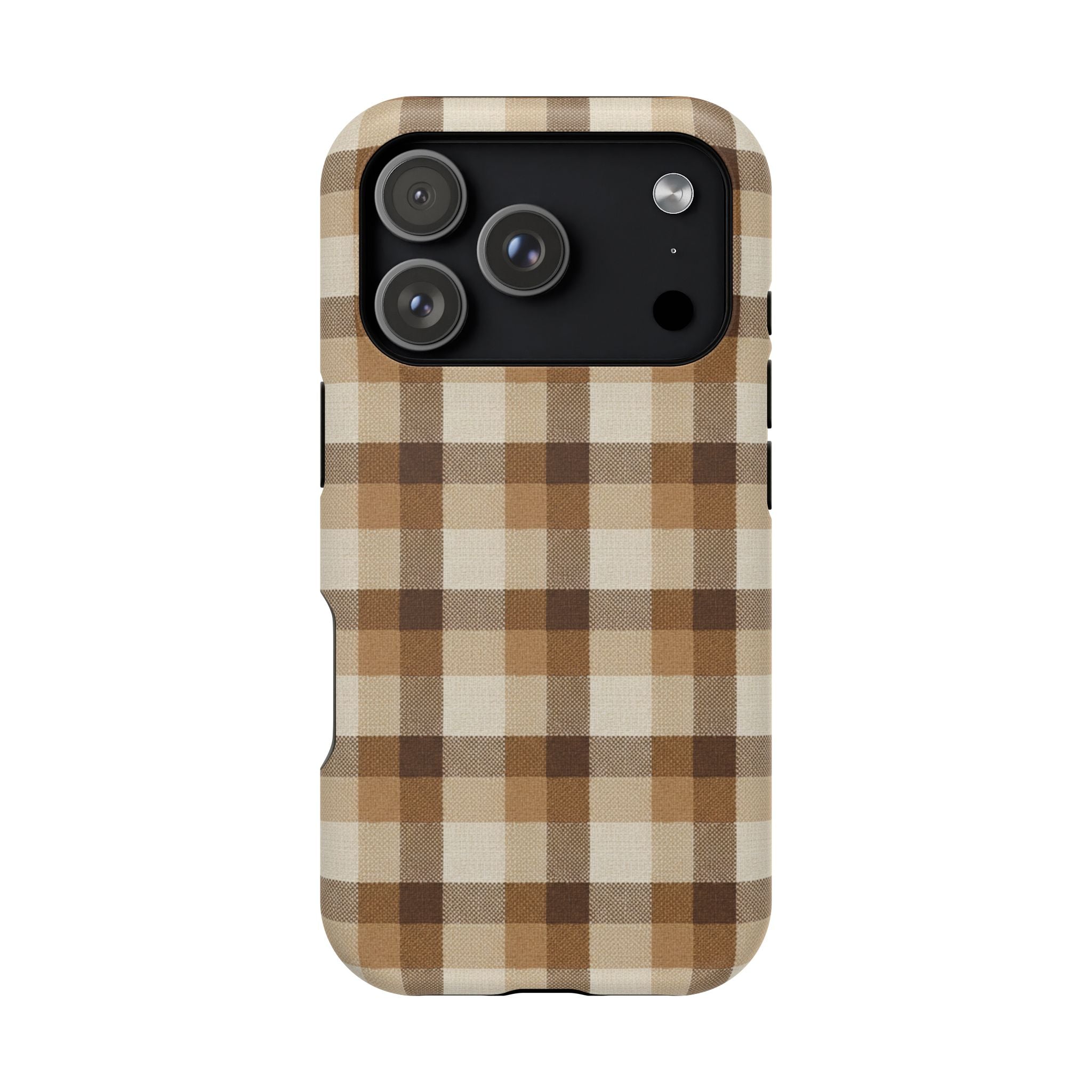 Brown Plaid Pattern Impact-Resistant Case | Checkered Phone Case
