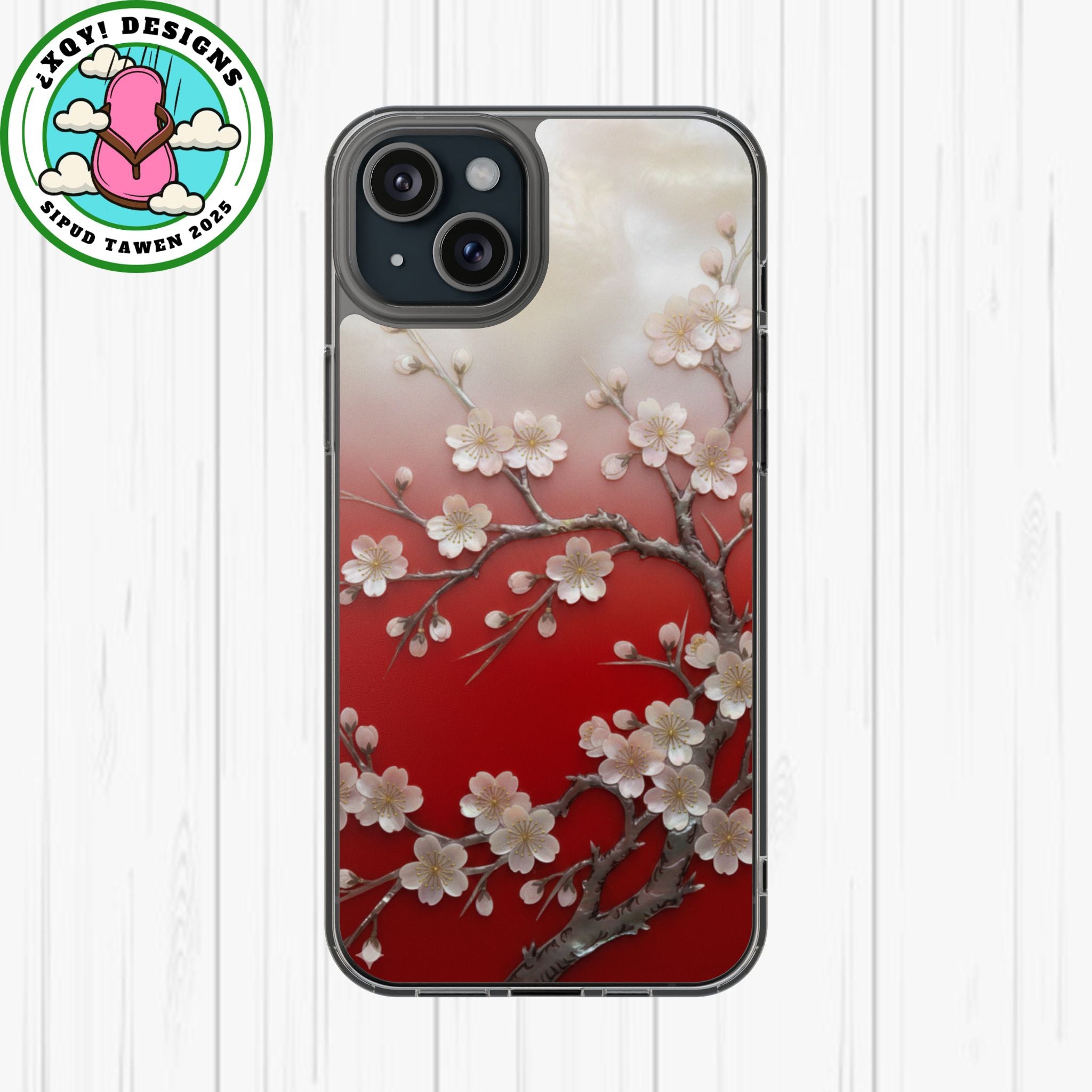 Mother of Pearl Floral Phone Case Elegant Sakura Design Asian Inspired Shell Inlay Artwork Japanese Blossom Decor Mobile Cover