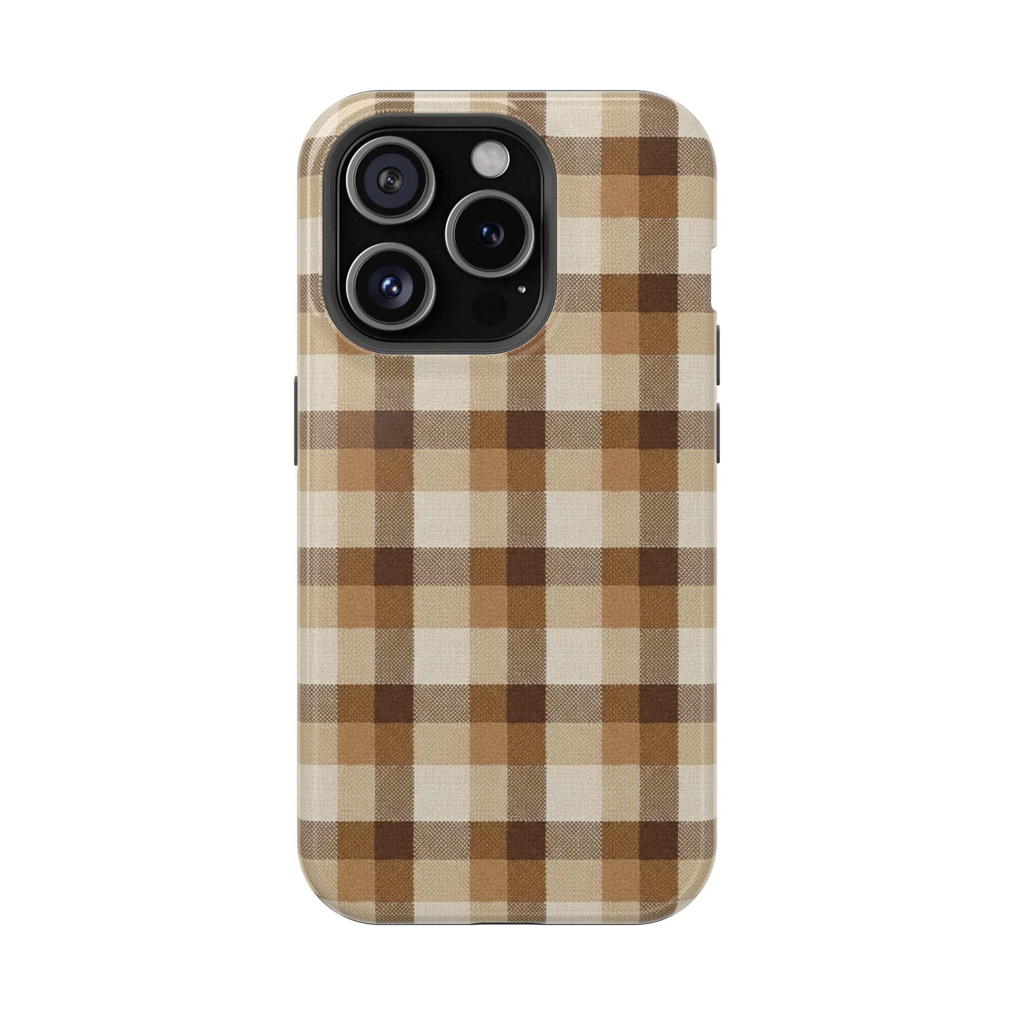 Brown Plaid Pattern Impact-Resistant Case | Checkered Phone Case
