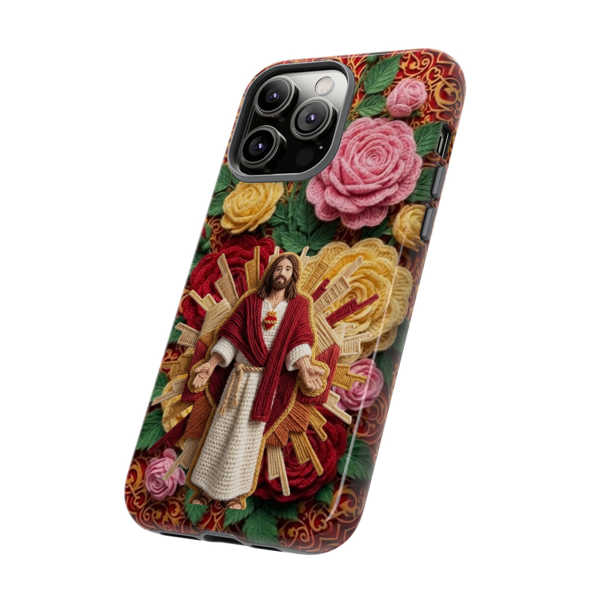 Jesus Resurrection faux-yarn phone case | Resurrection artwork phone case