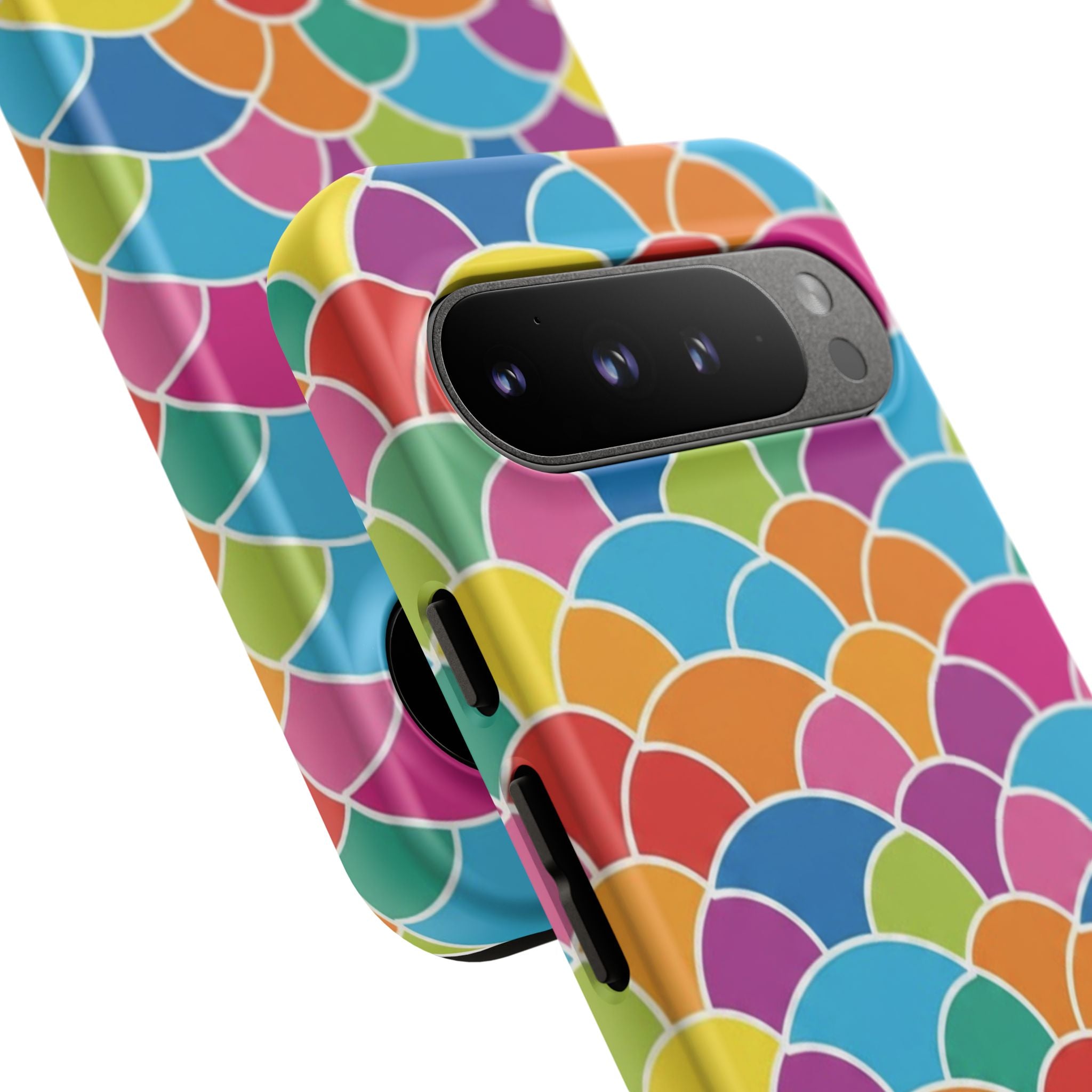 Colorful Scallop Pattern Phone Case Vibrant Protective Mermaid Scales Cover Eye-Catching Abstract Design for Samsung iPhone Pixel Models