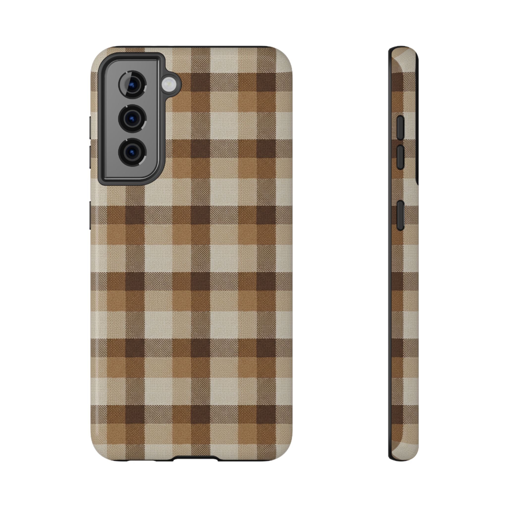 Brown Plaid Pattern Impact-Resistant Case | Checkered Phone Case