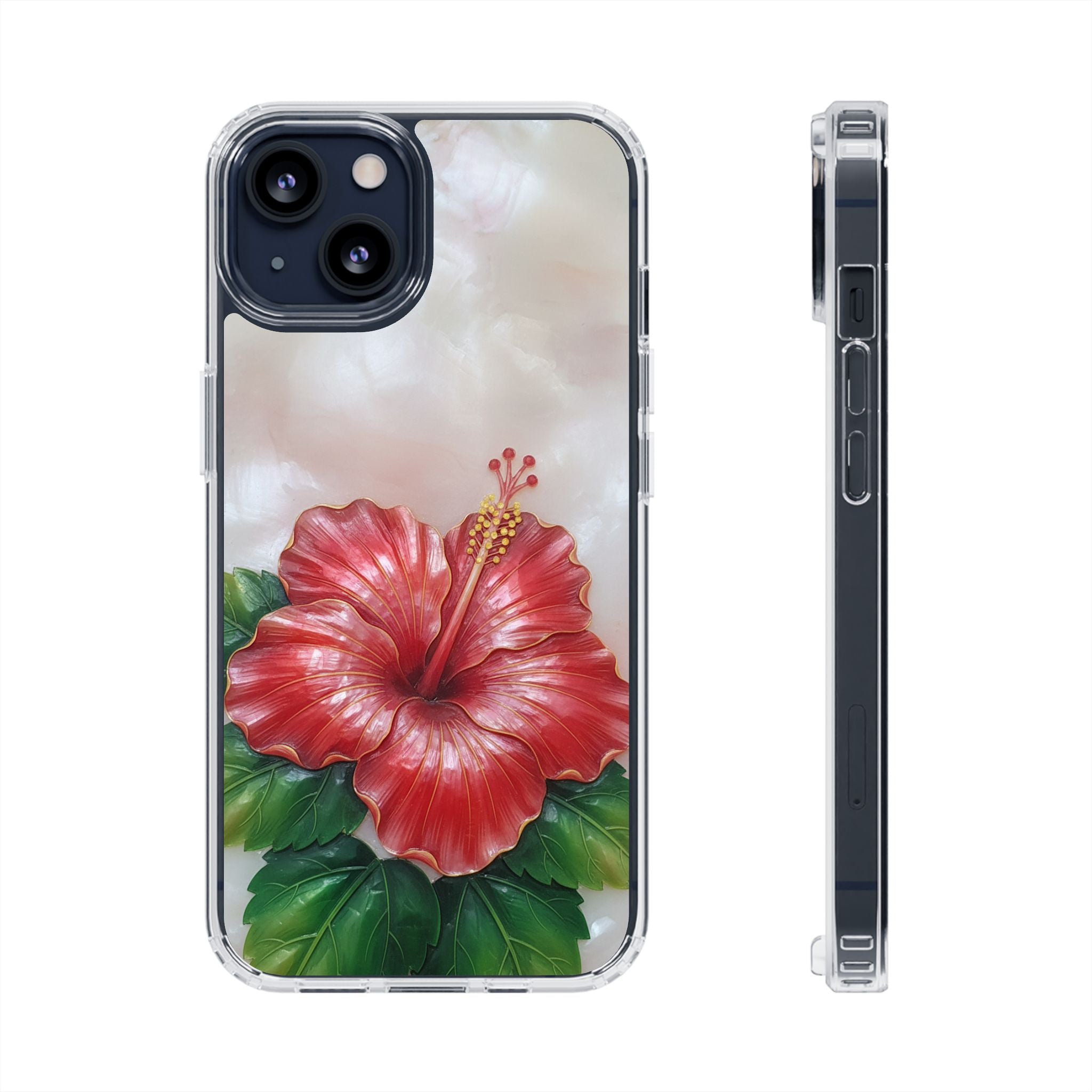 Unique Red flower art Phone Case Floral relief carving Red hibiscus sculpture Decorative tropical flower decor vibrant artistic