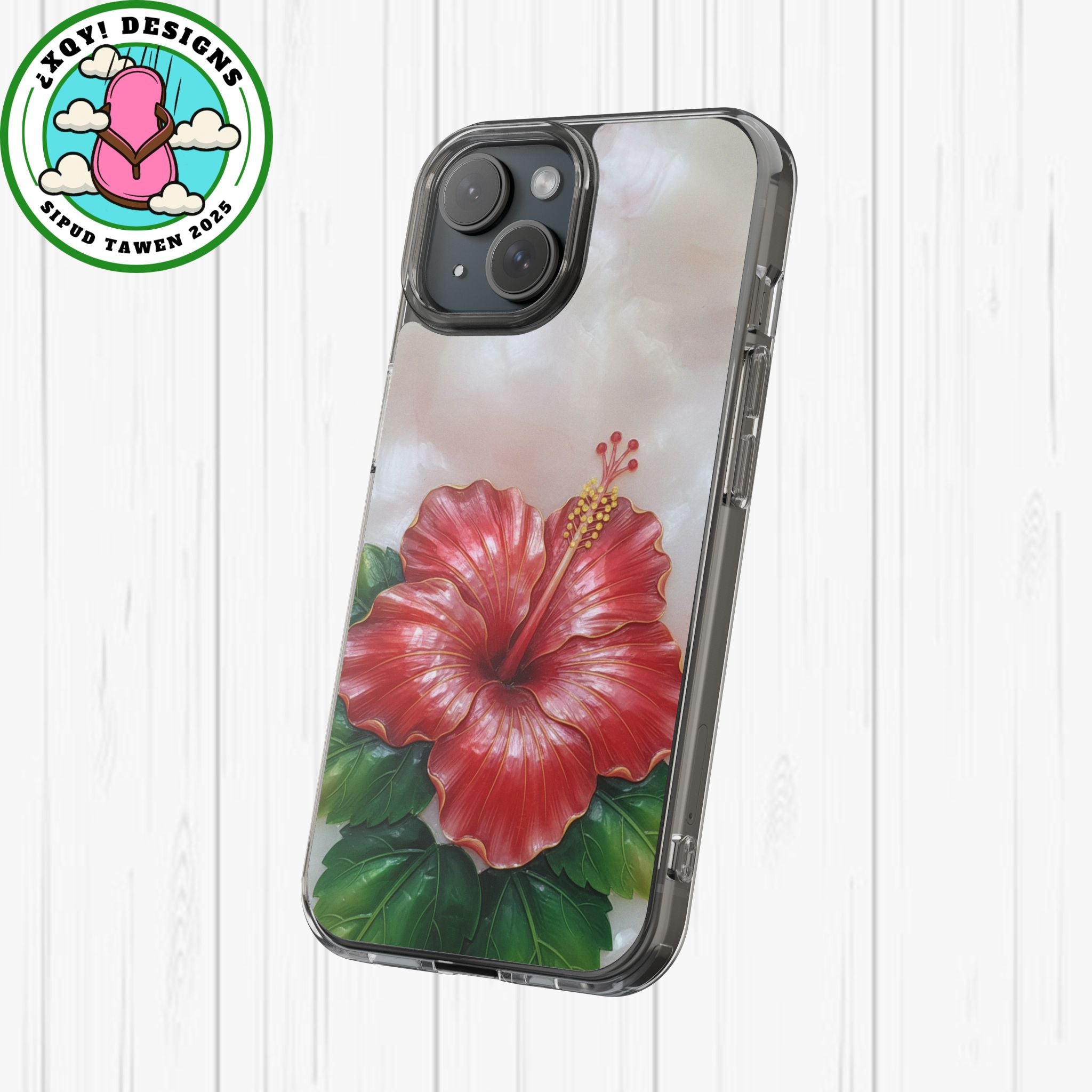 Unique Red flower art Phone Case Floral relief carving Red hibiscus sculpture Decorative tropical flower decor vibrant artistic