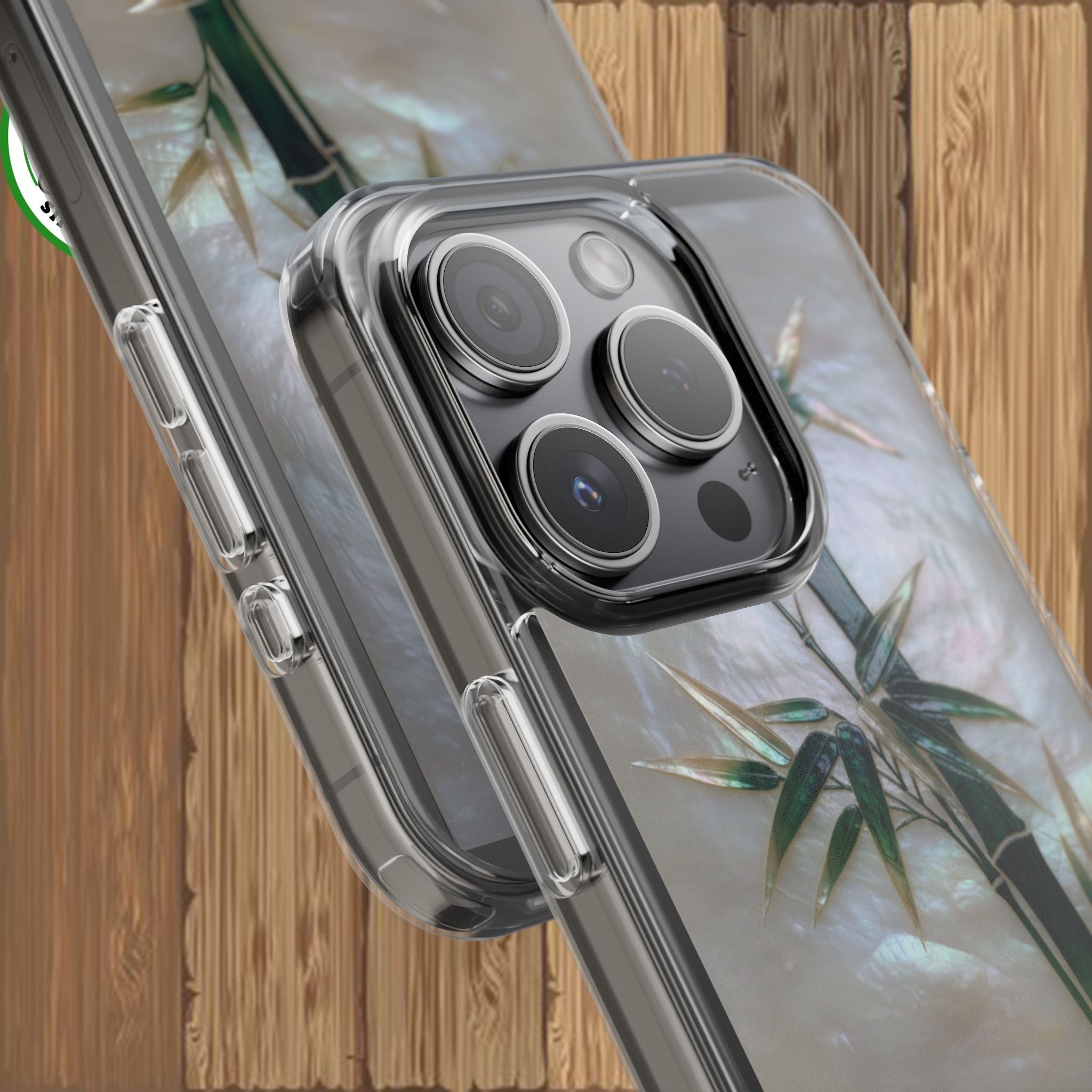 Phone Case, Mother of Pearl Bamboo Floral Design Impact-Resistant Cover, Protective Shell, Unique Gift, Accessories