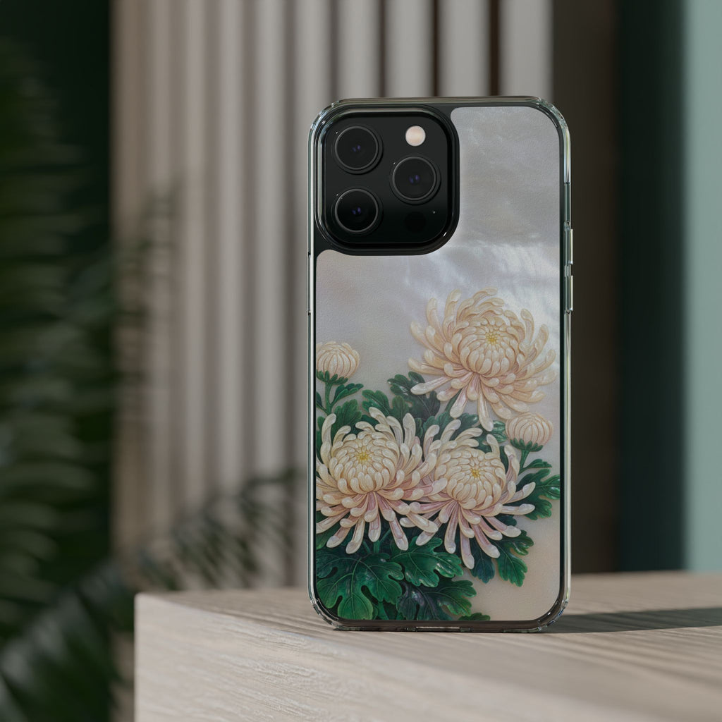 Mother of pearl inlay Phone Case Nacre art panel Chinese mother of pearl flowers Chrysanthemum wall art design elegant luxury  gift