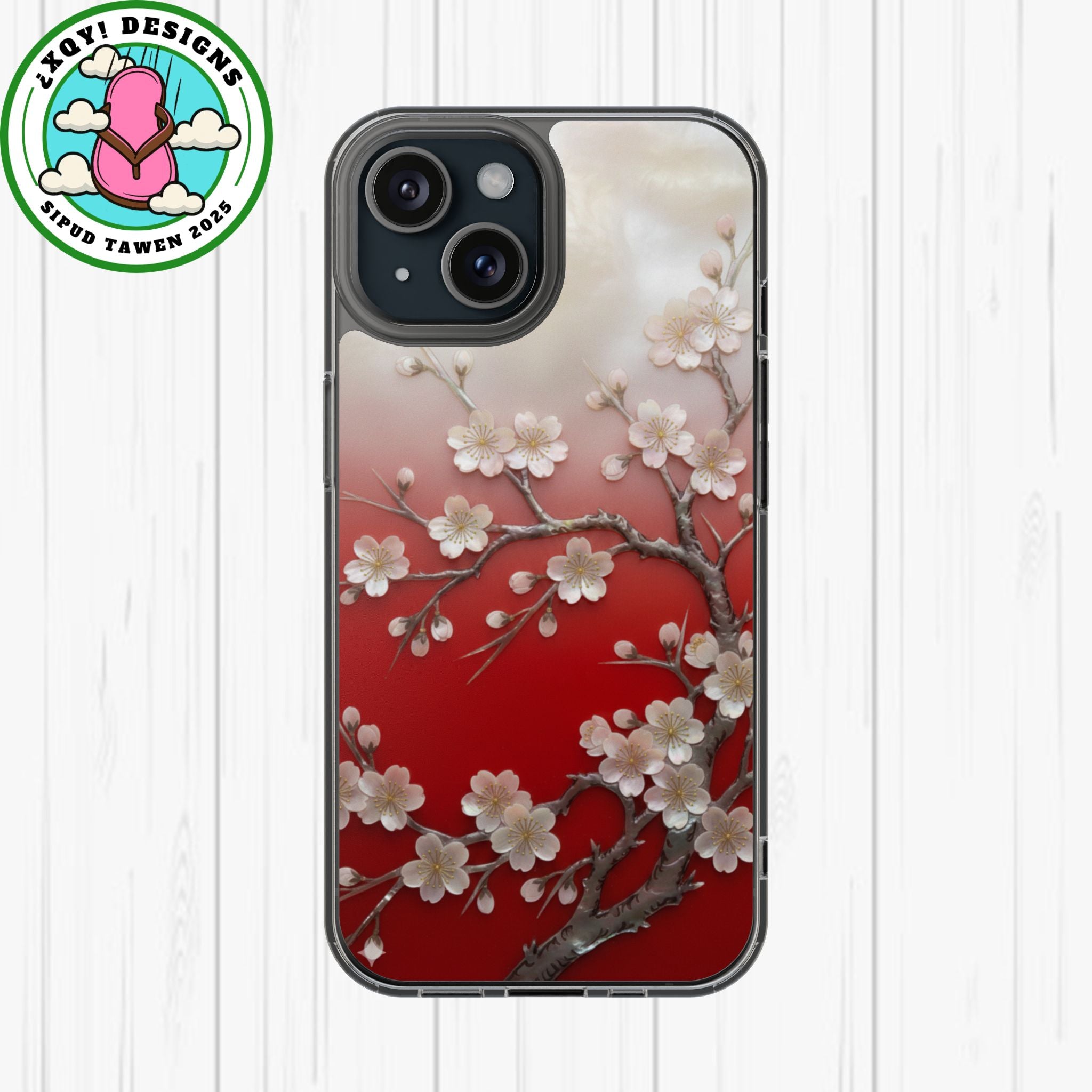 Mother of Pearl Floral Phone Case Elegant Sakura Design Asian Inspired Shell Inlay Artwork Japanese Blossom Decor Mobile Cover