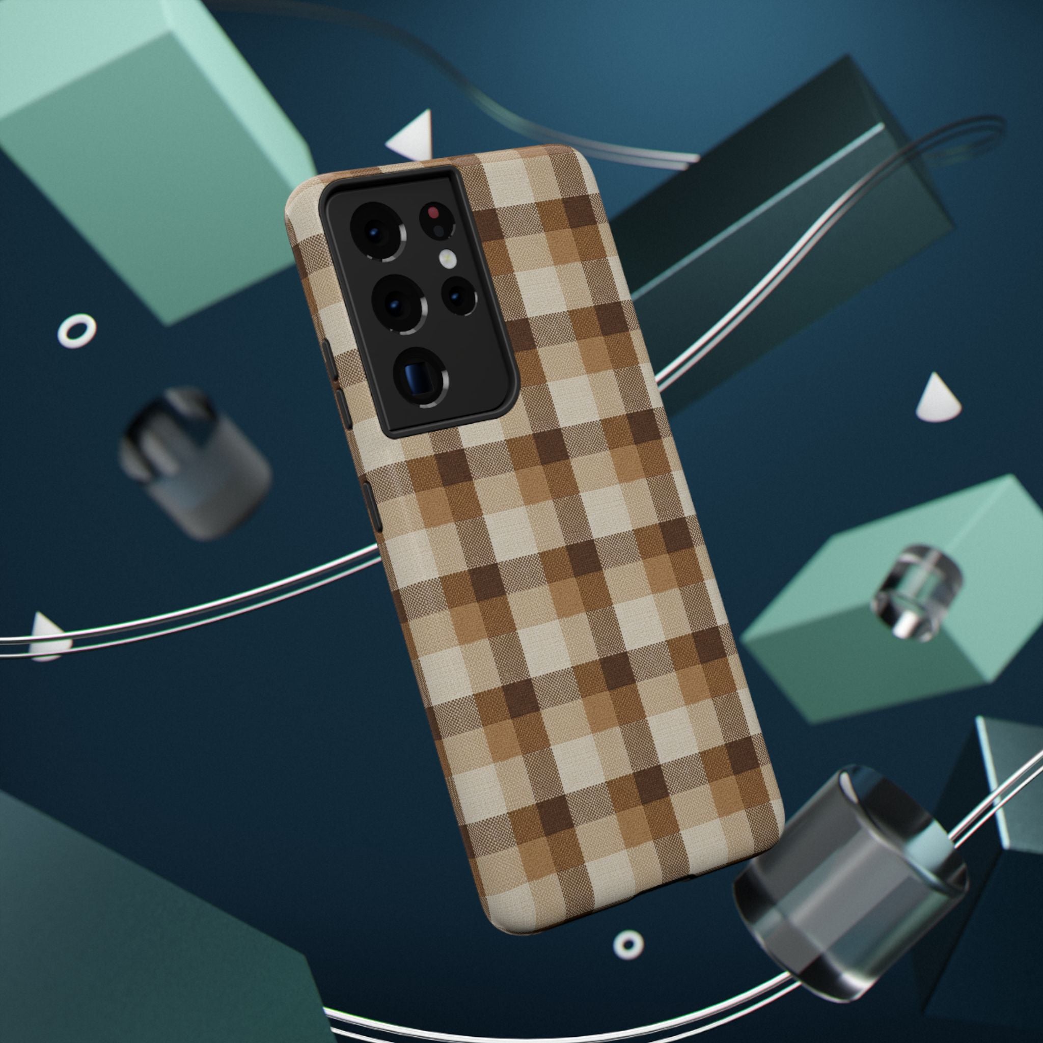 Brown Plaid Pattern Impact-Resistant Case | Checkered Phone Case