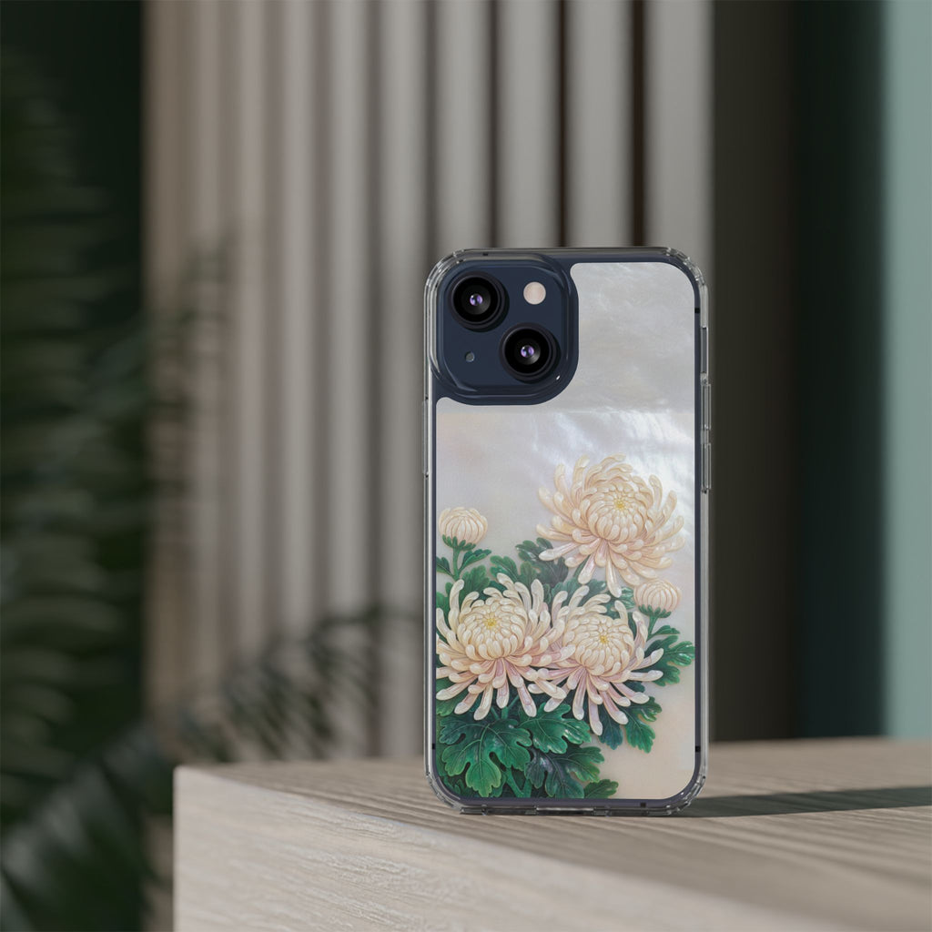 Mother of pearl inlay Phone Case Nacre art panel Chinese mother of pearl flowers Chrysanthemum wall art design elegant luxury  gift