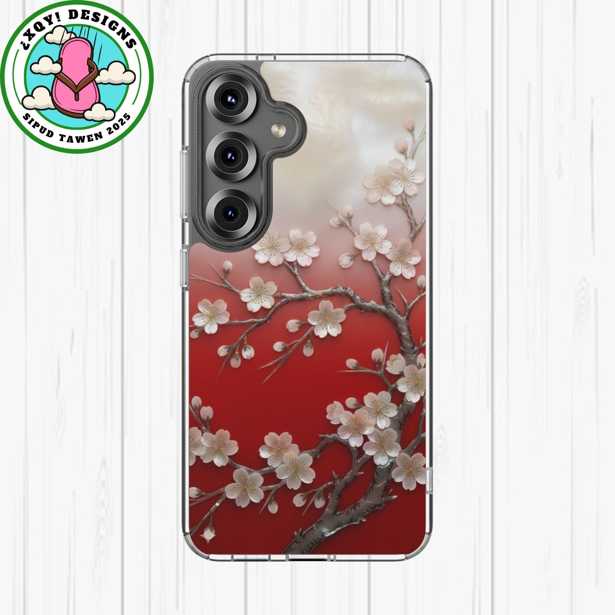Mother of Pearl Floral Phone Case Elegant Sakura Design Asian Inspired Shell Inlay Artwork Japanese Blossom Decor Mobile Cover