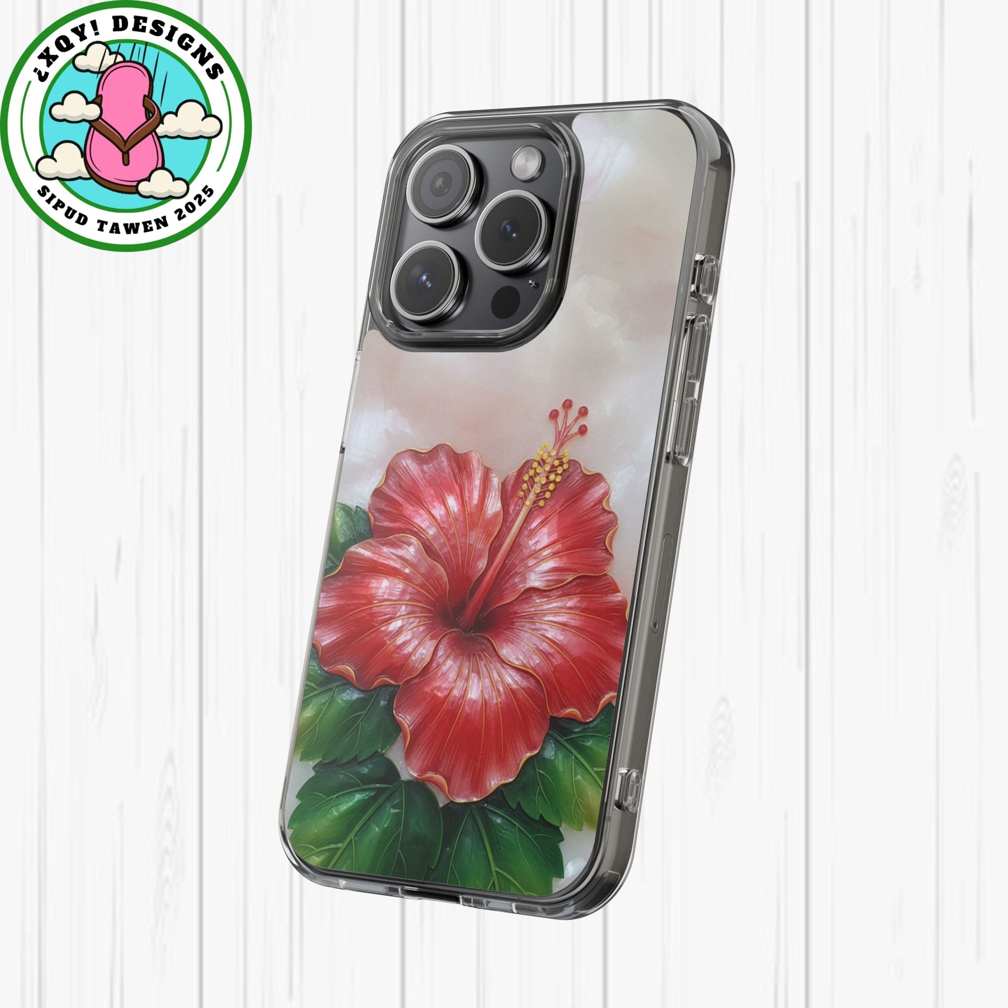 Unique Red flower art Phone Case Floral relief carving Red hibiscus sculpture Decorative tropical flower decor vibrant artistic