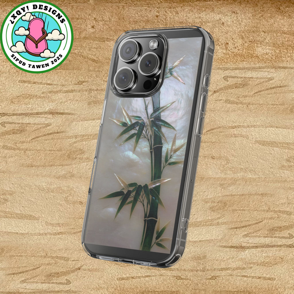 Phone Case, Mother of Pearl Bamboo Floral Design Impact-Resistant Cover, Protective Shell, Unique Gift, Accessories