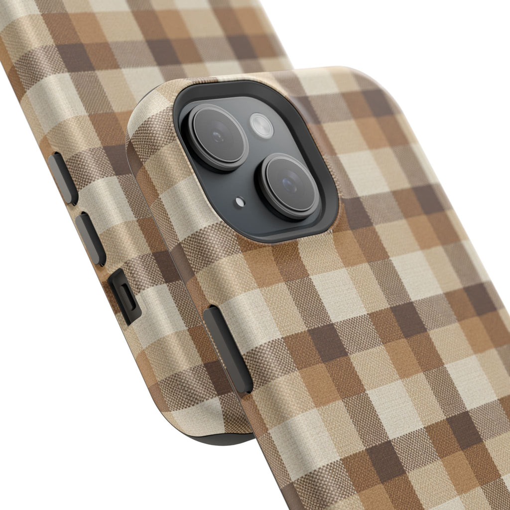 Brown Plaid Pattern Impact-Resistant Case | Checkered Phone Case